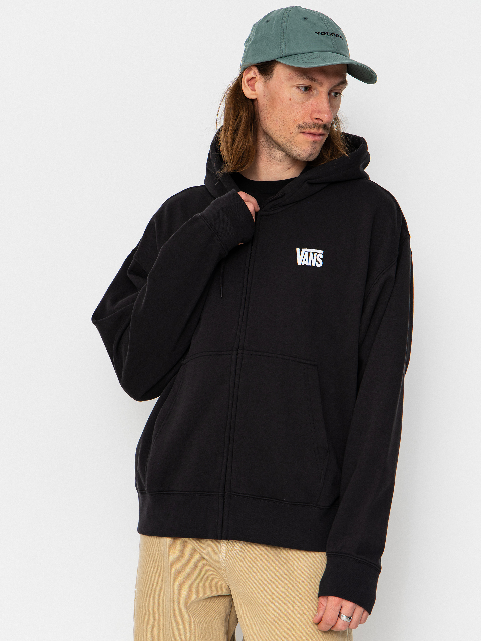 Mikina Vans Stretch Logo Full Zip (black/white)
