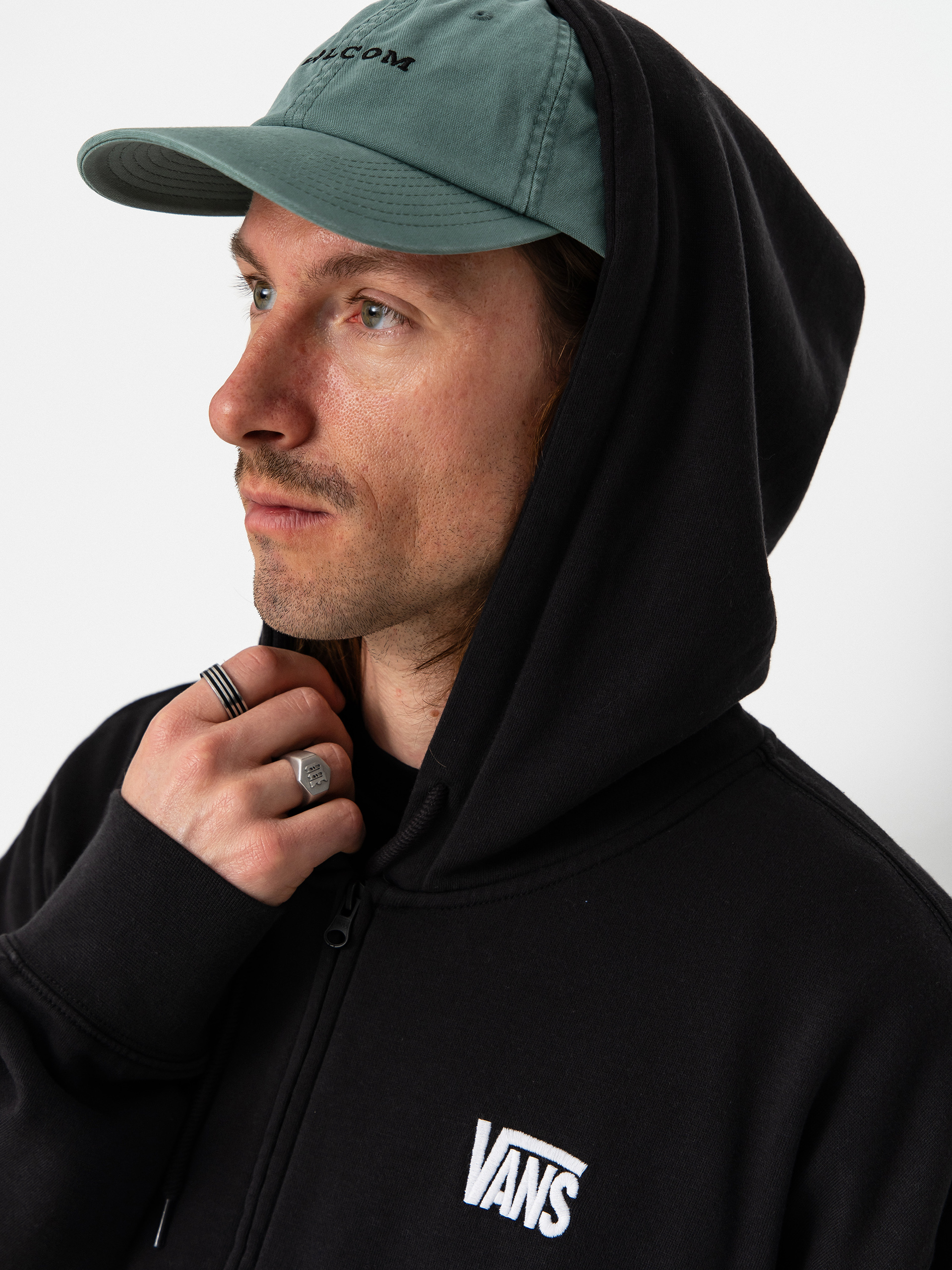 Mikina Vans Stretch Logo Full Zip (black/white)