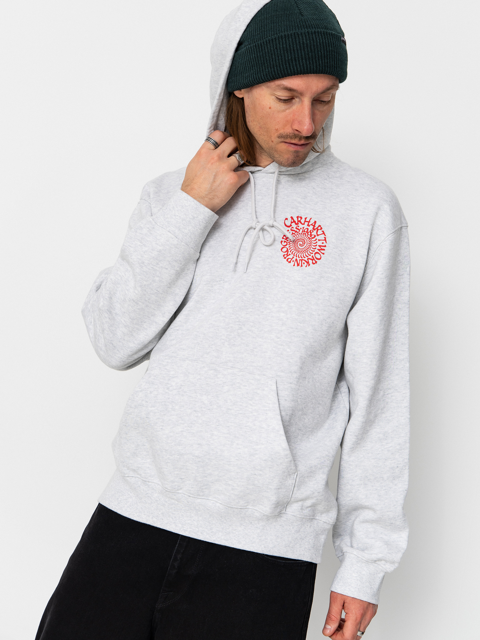 Mikina s kapucí Carhartt WIP Spiral HD (ash heather)