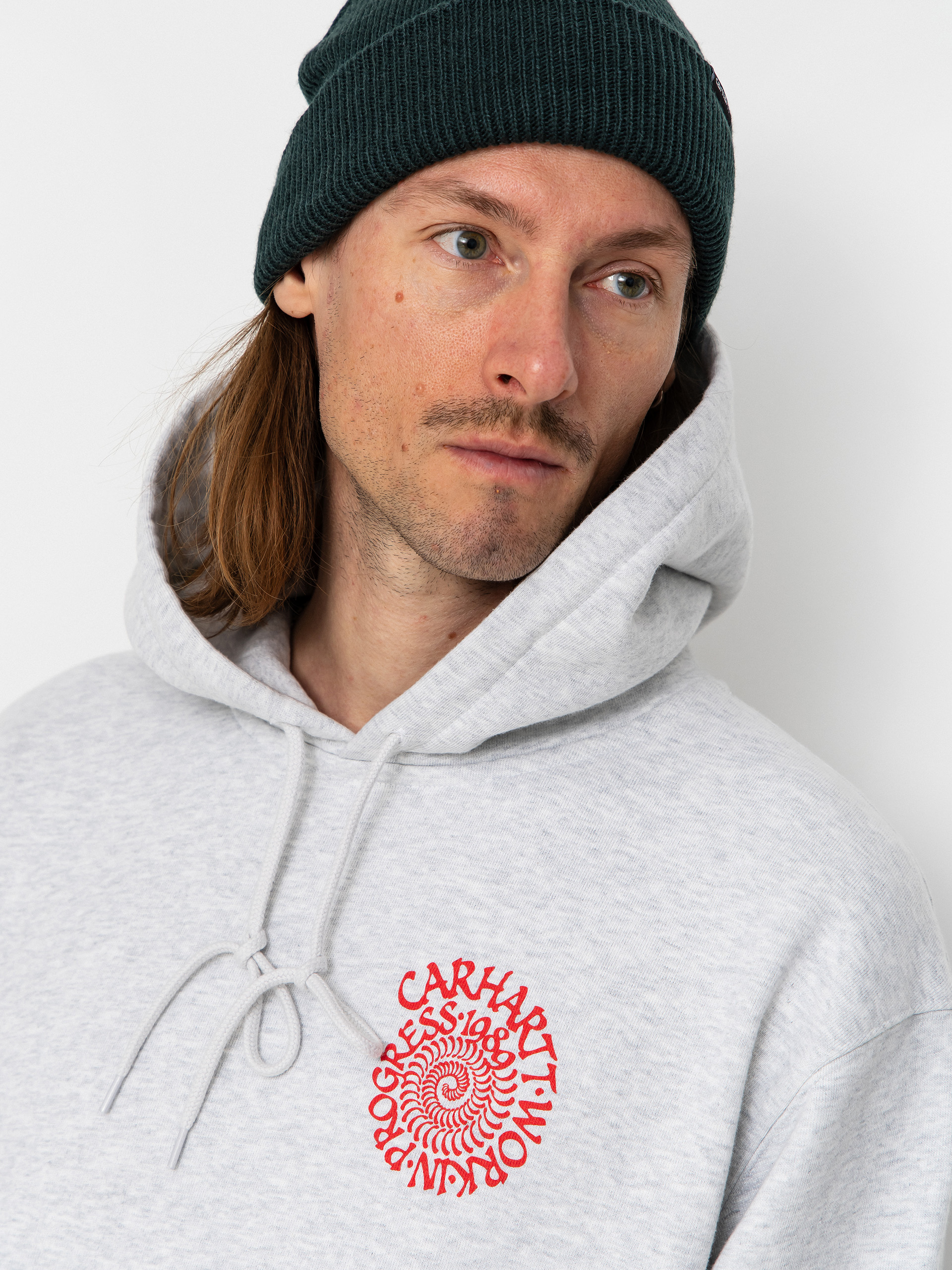 Mikina s kapucí Carhartt WIP Spiral HD (ash heather)