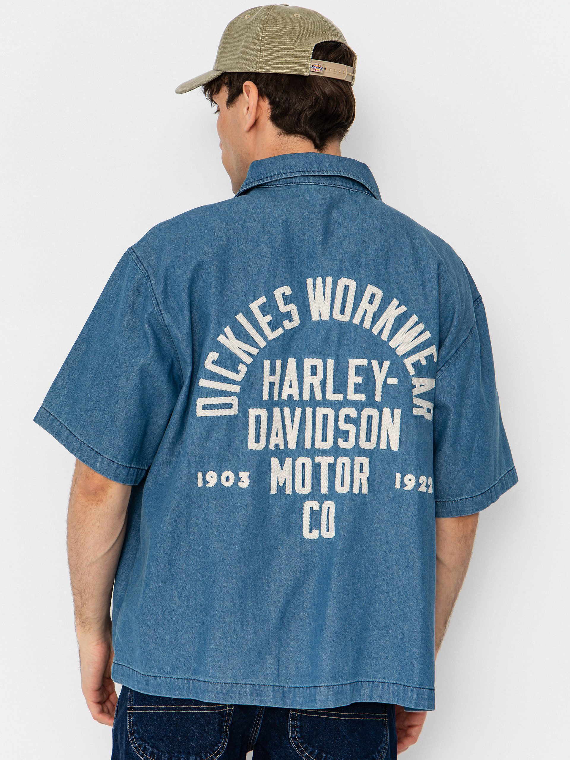 Košile Dickies X Harley Davidson Boxy Chambray Work (blue chambray)