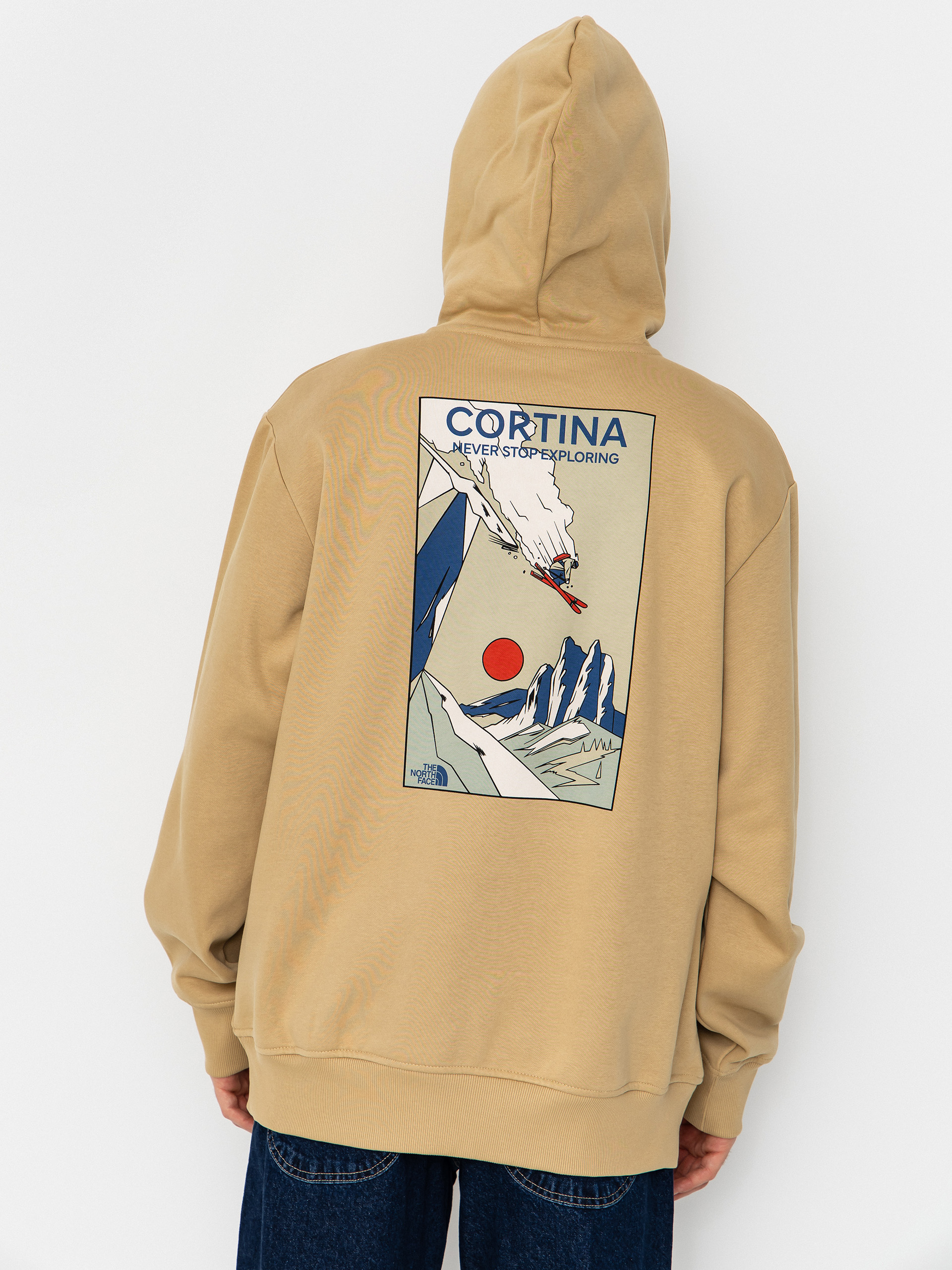 Mikina s kapucí The North Face Mountain Celebration Relaxed HD (khaki stone)