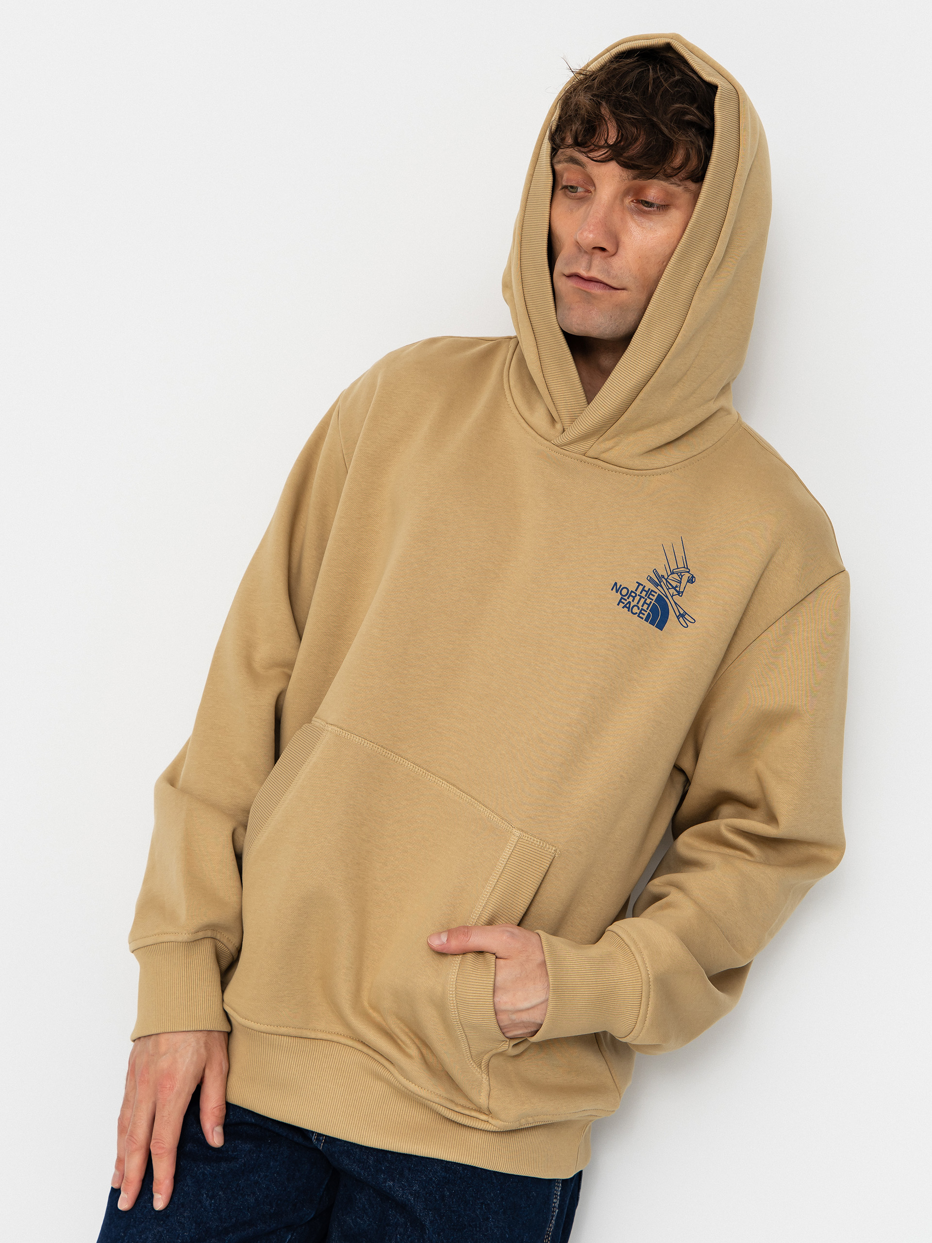Mikina s kapucí The North Face Mountain Celebration Relaxed HD (khaki stone)