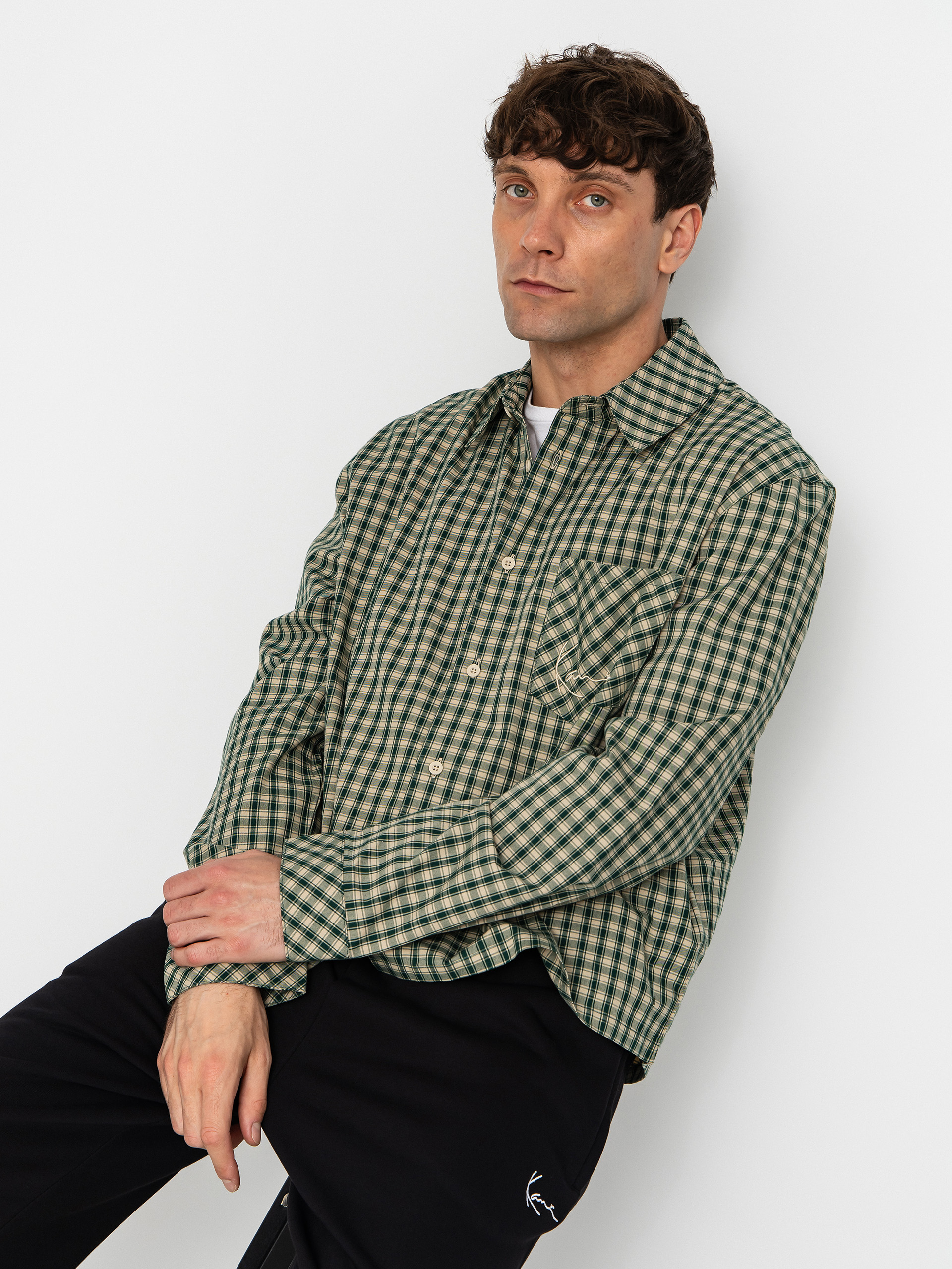 Košile Karl Kani Signature Check Boxy (green)