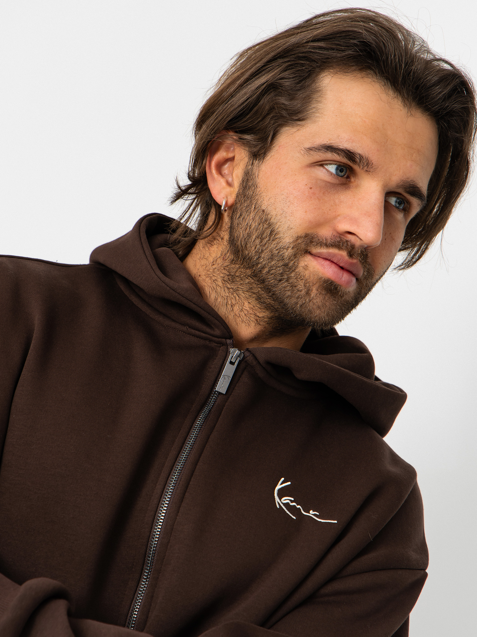 Mikina s kapucí Karl Kani Small Signature Essential ZHD (brown)