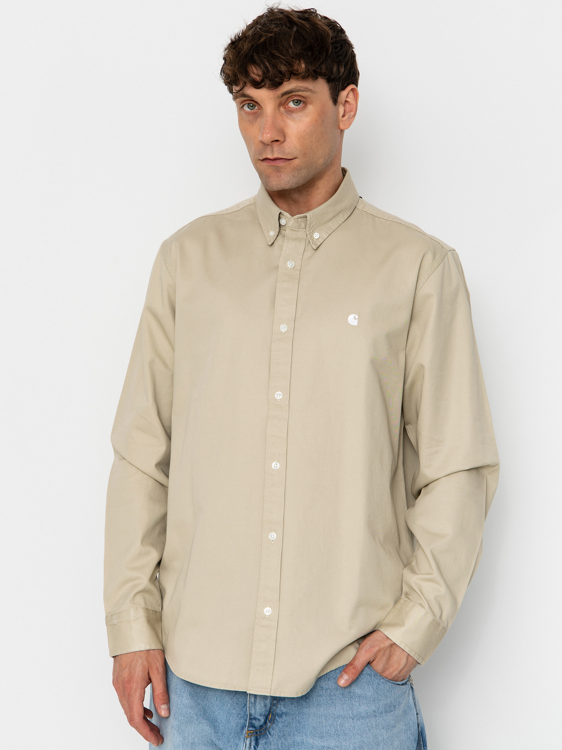 Košile Carhartt WIP Madison (stone/white)