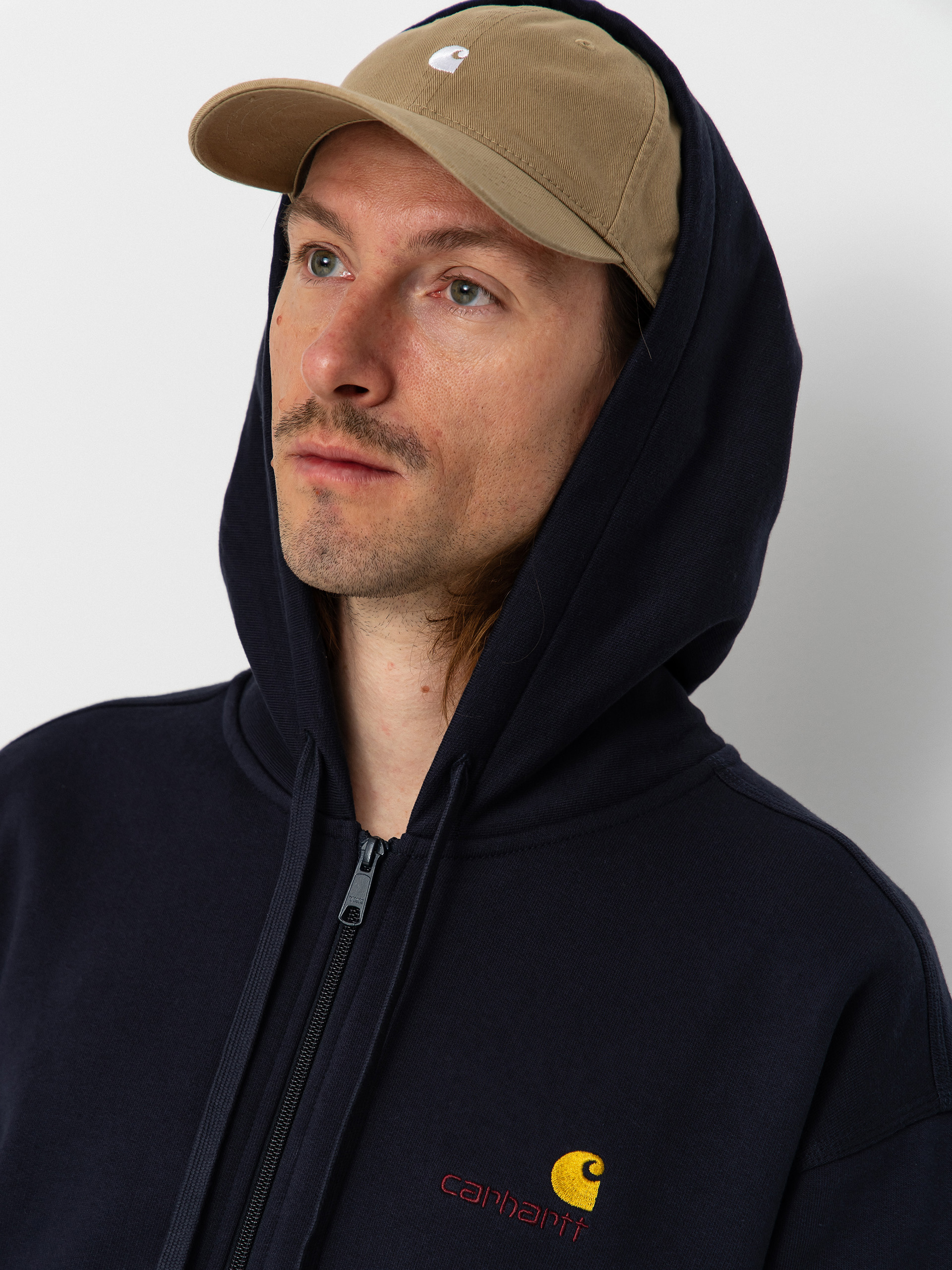 Mikina s kapucí Carhartt WIP American Script ZHD (deep night)
