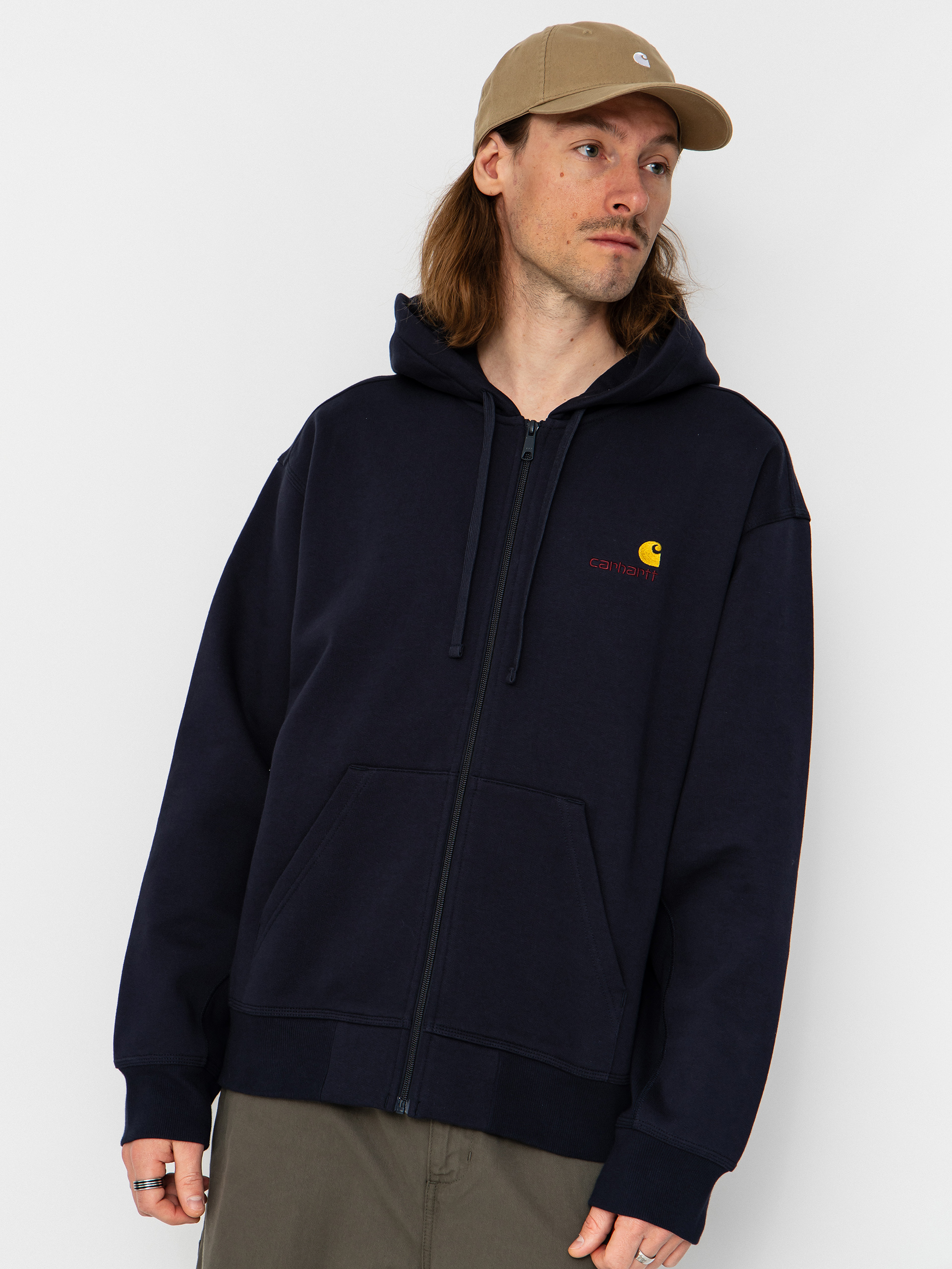Mikina s kapucu00ed Carhartt WIP American Script ZHD (deep night)