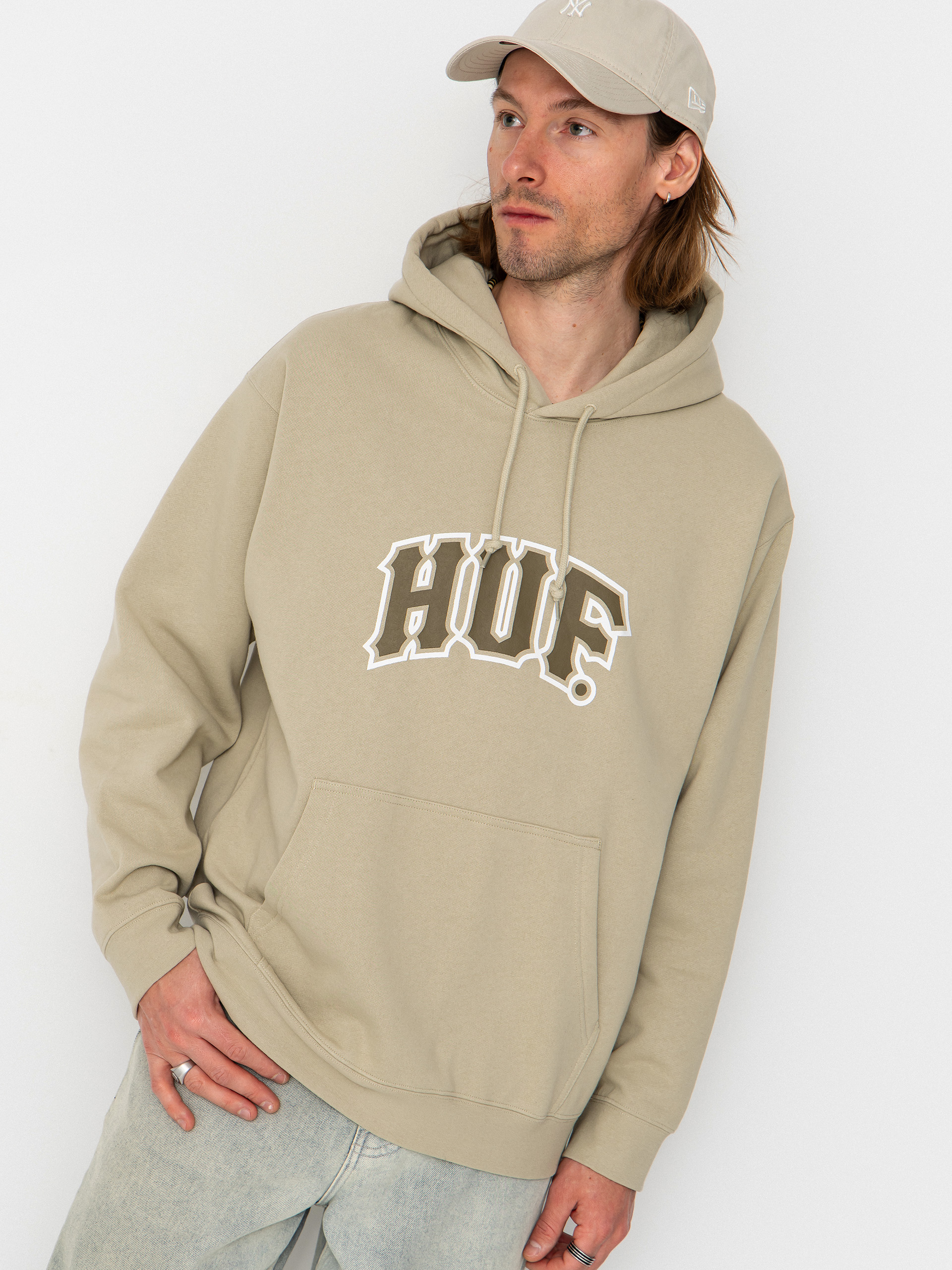 Mikina s kapucí HUF Classic Arch HD (sand)