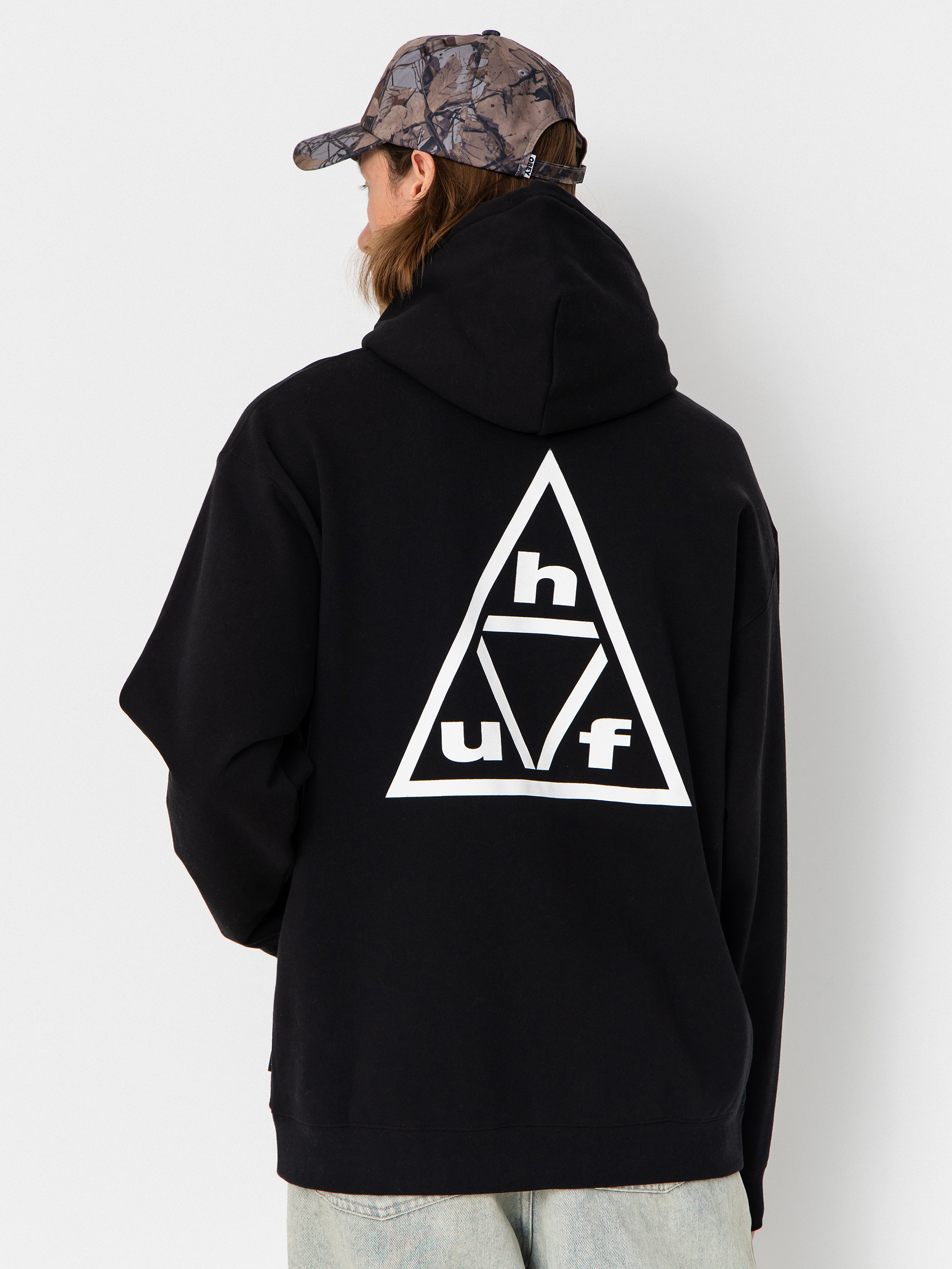 Mikina s kapucí HUF Triple Triangle HD (black/white)