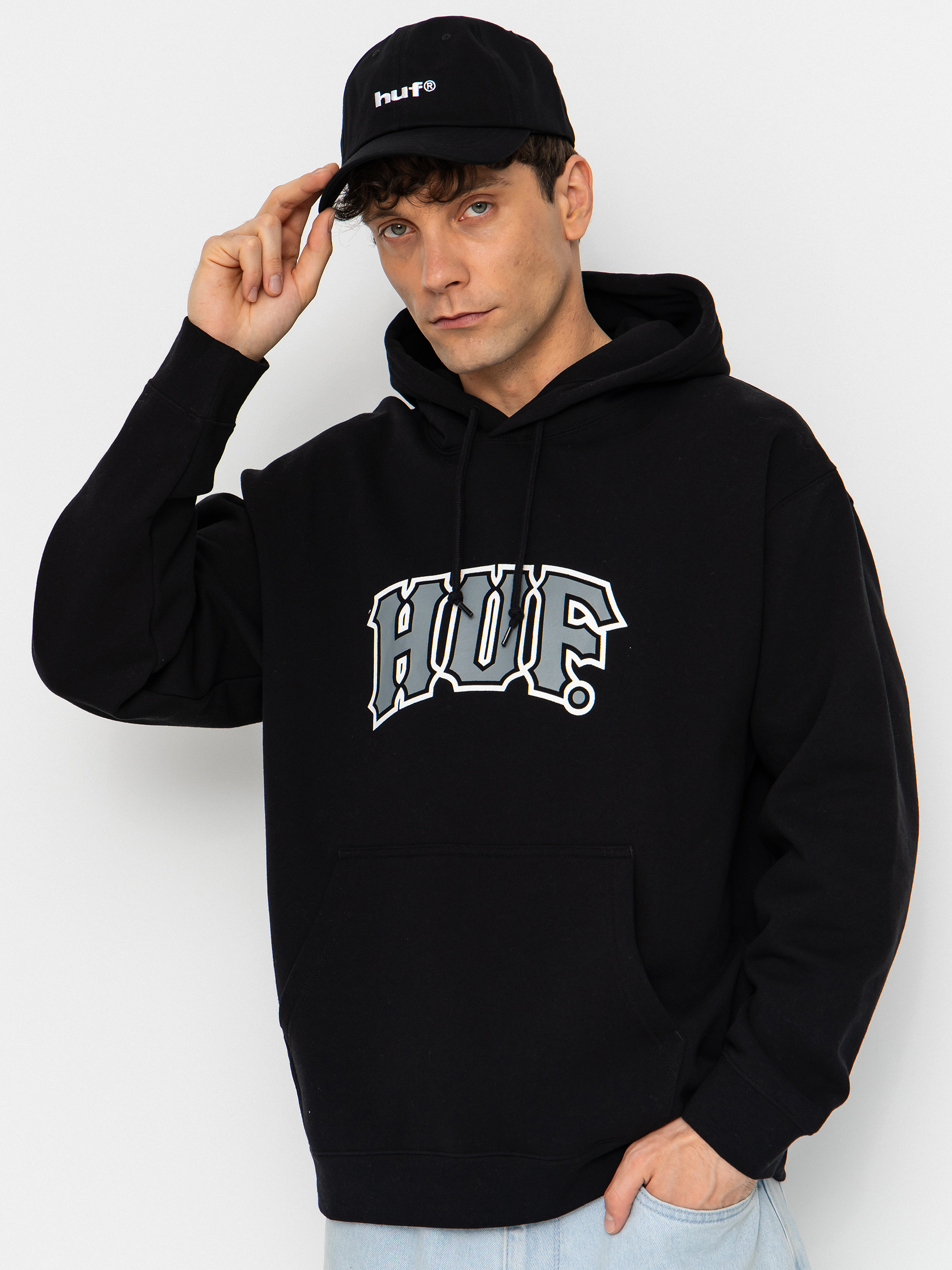 Mikina s kapucí HUF Classic Arch HD (black)