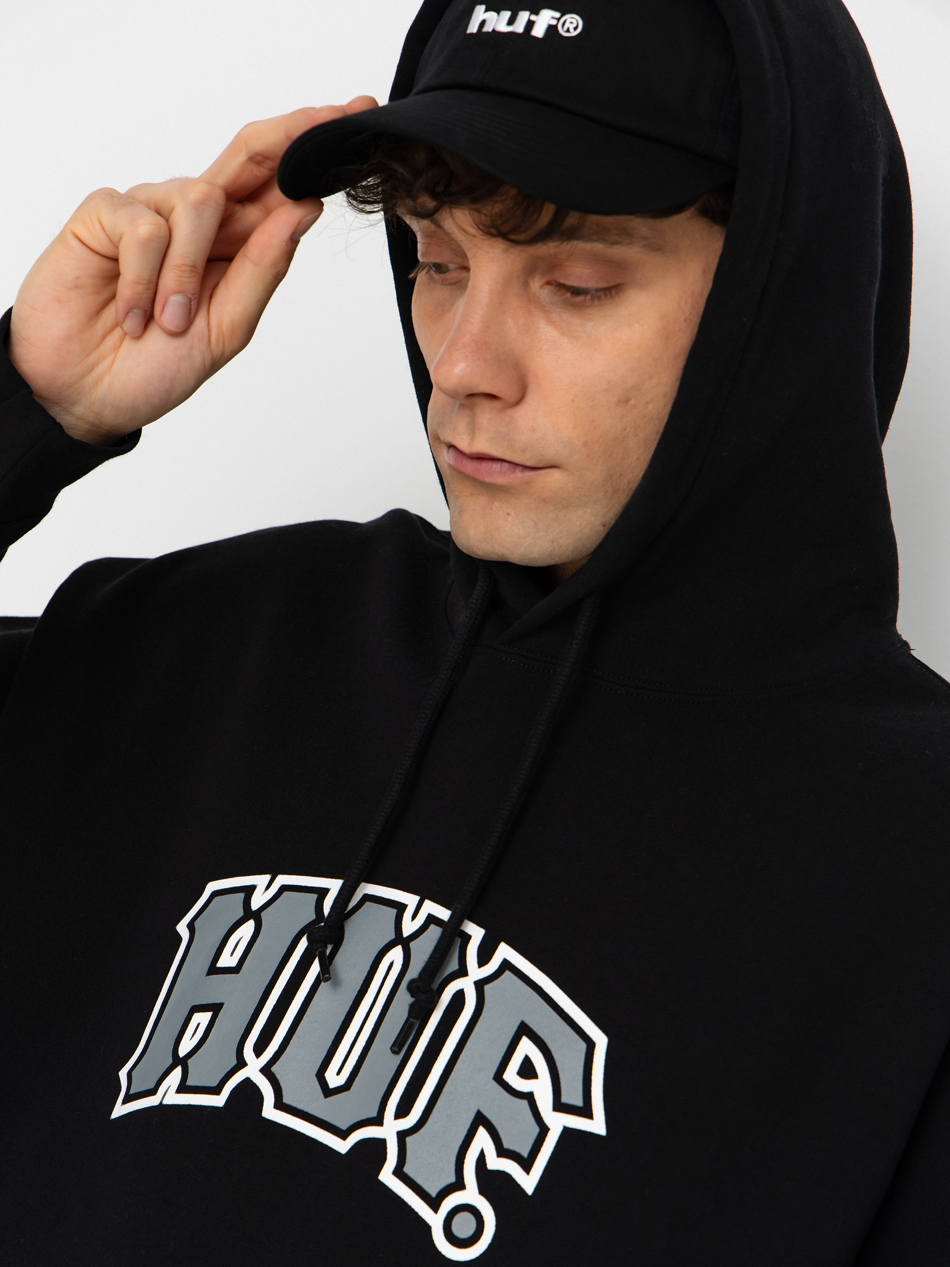Mikina s kapucí HUF Classic Arch HD (black)