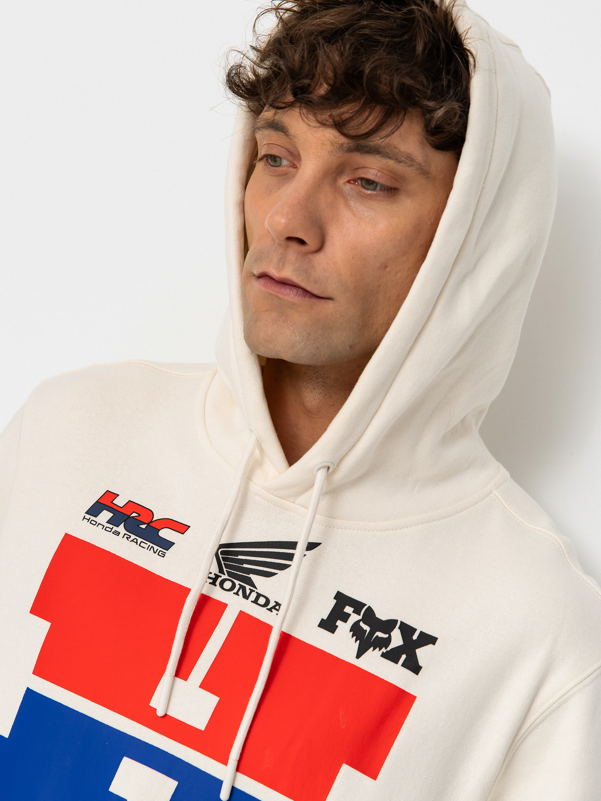 Mikina s kapucí Fox Honda HD (off white)