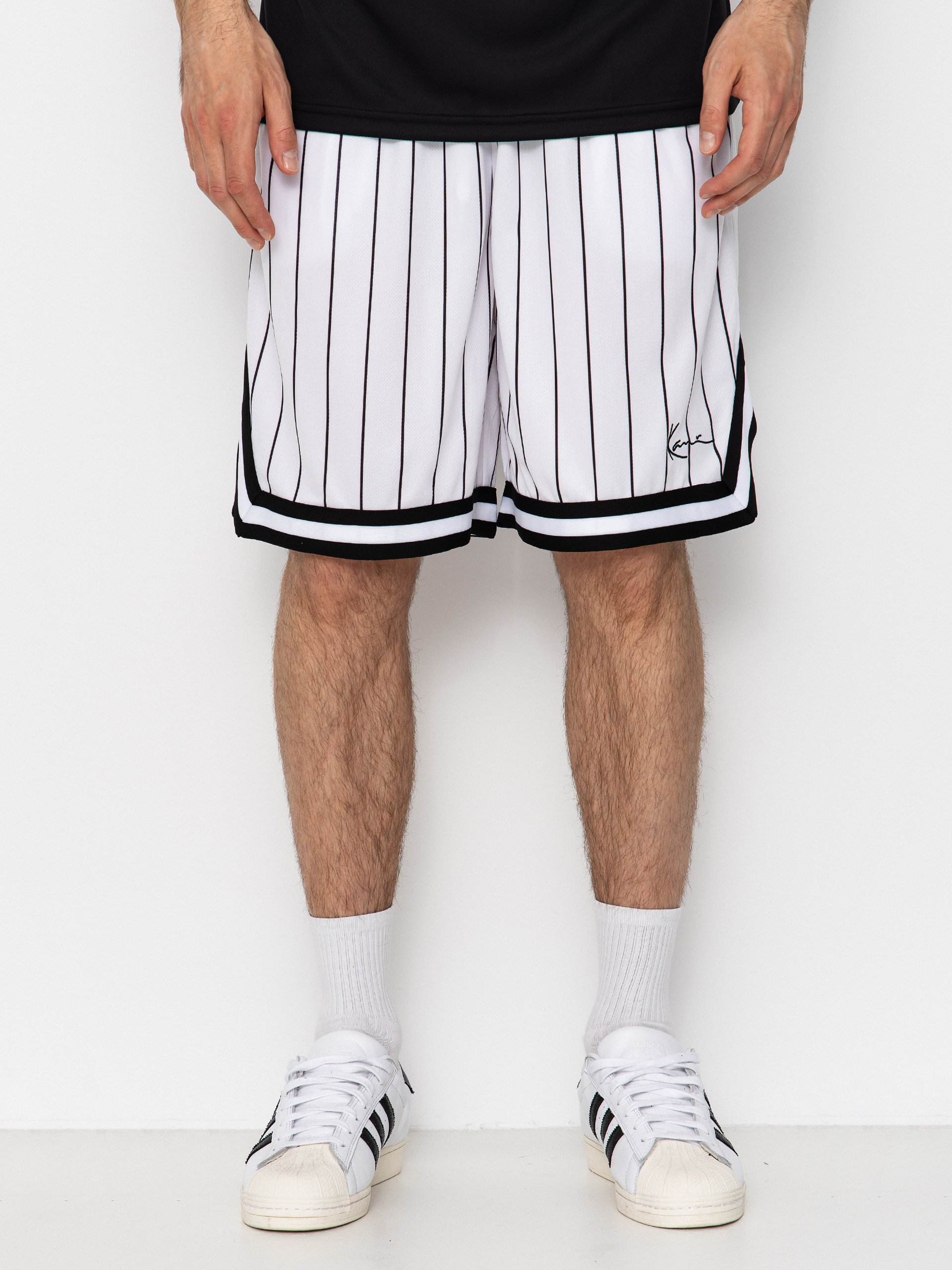 Kraťasy Karl Kani Small Signature Pinstripe Mesh (white/black)