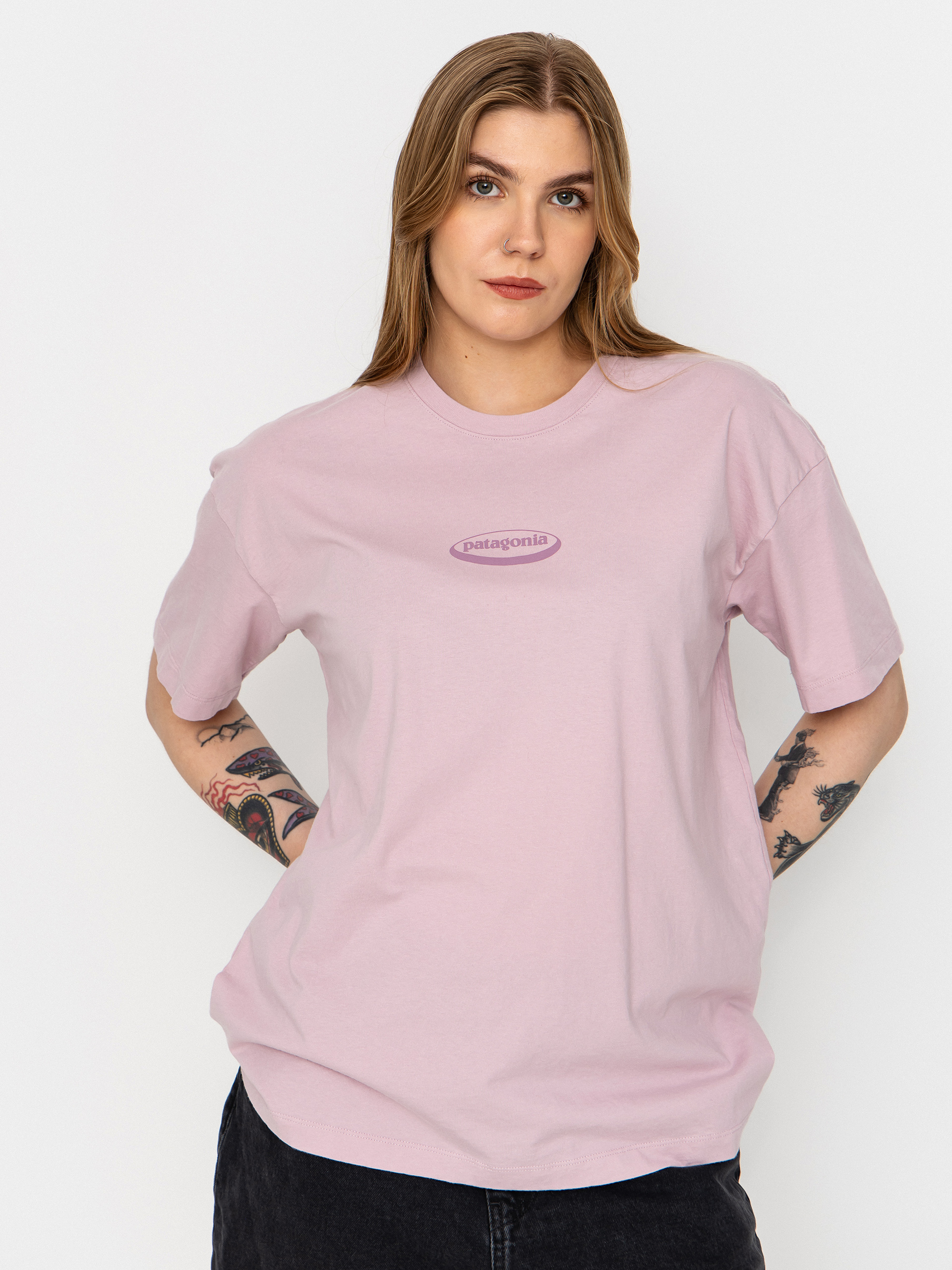 Tričko Patagonia 95 Oval Logo Oversized Wmn (quiet violet)