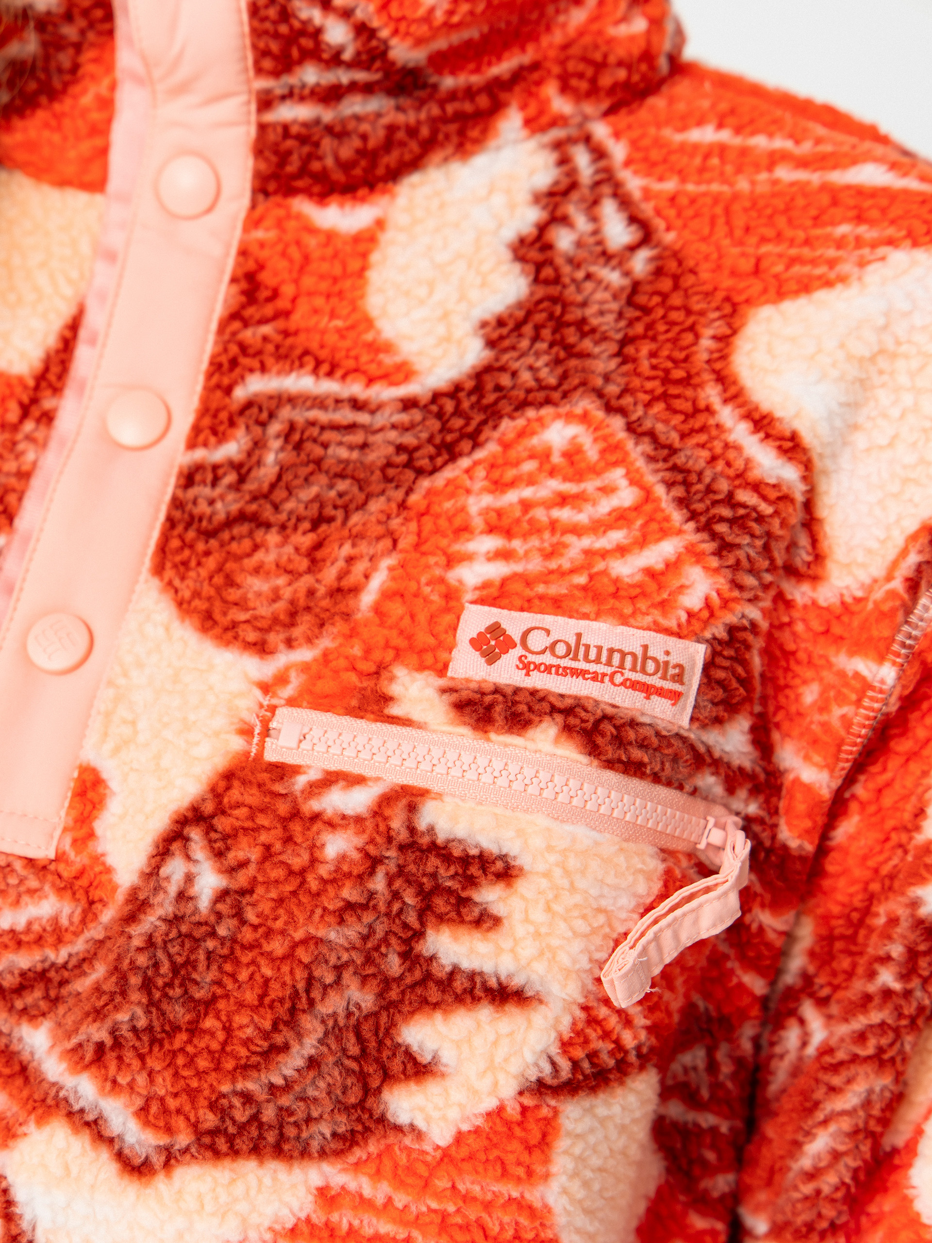 Dámský Fleecová mikina Columbia Helvetia II Printed Cropped Half Snap (poppy red/sunscape)