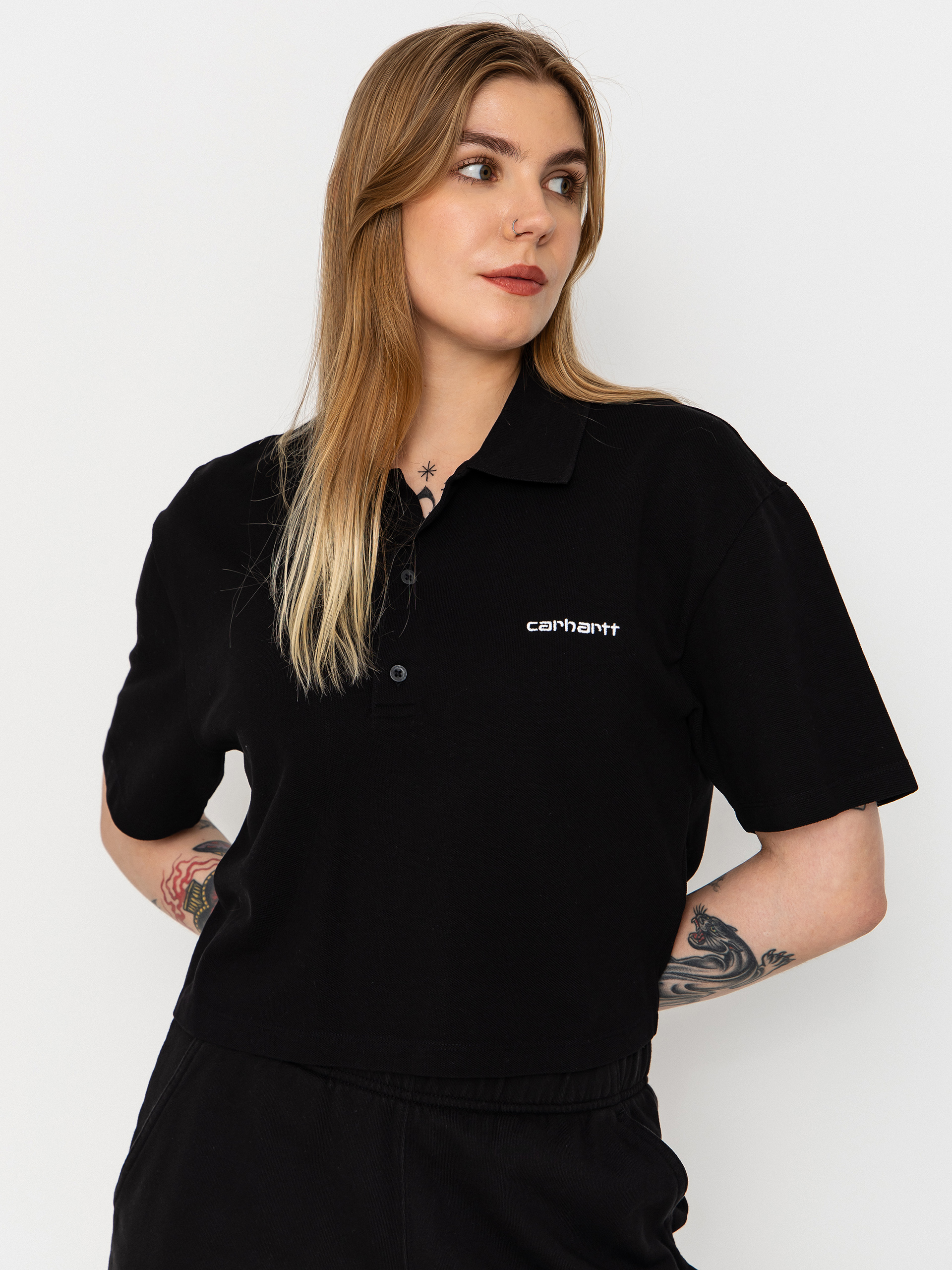 Triu010dko Carhartt WIP Script Polo Wmn (black/white)