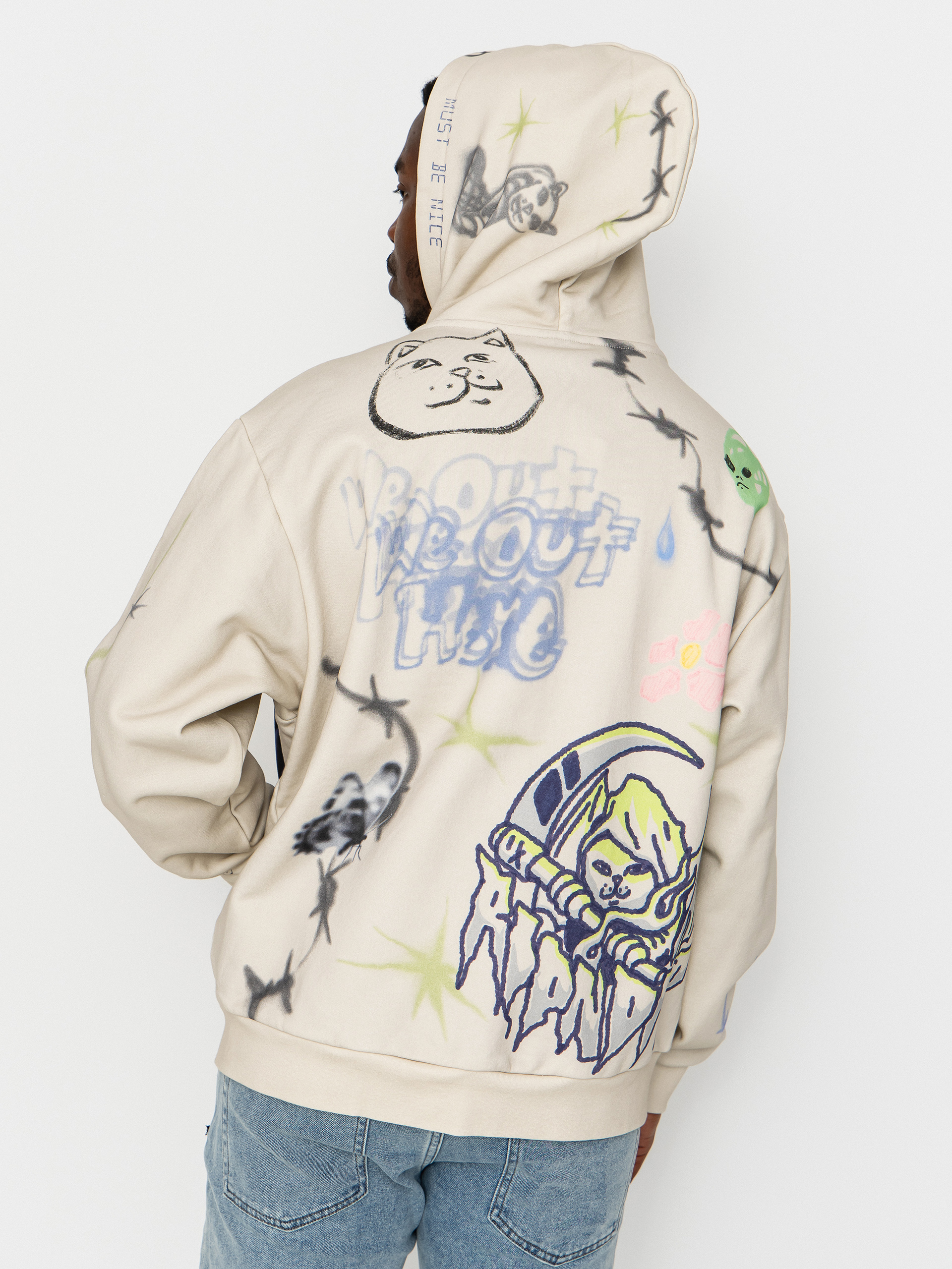 Mikina s kapucí RipNDip Goosebumps ZHD (bone)