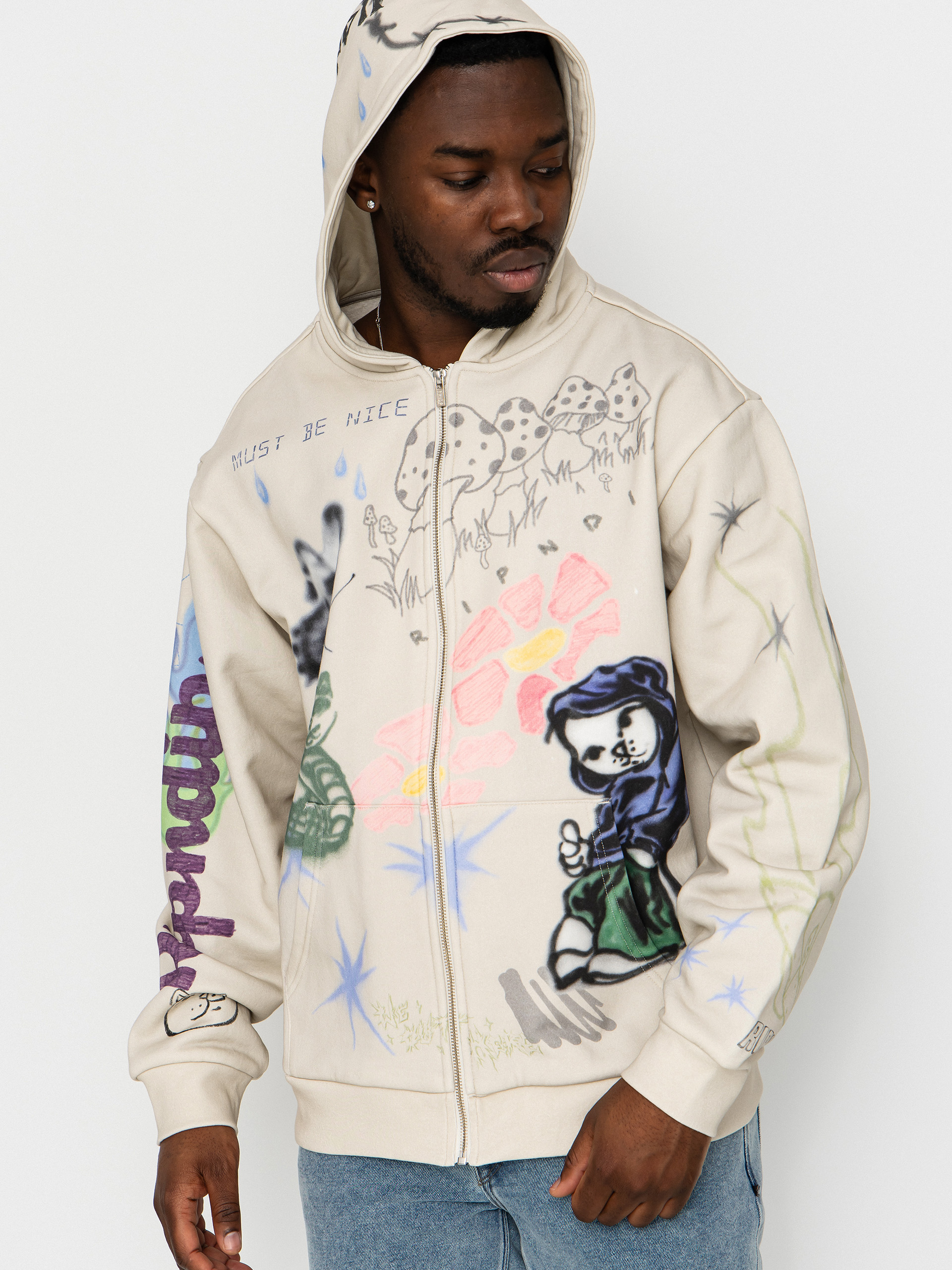 Mikina s kapucí RipNDip Goosebumps ZHD (bone)