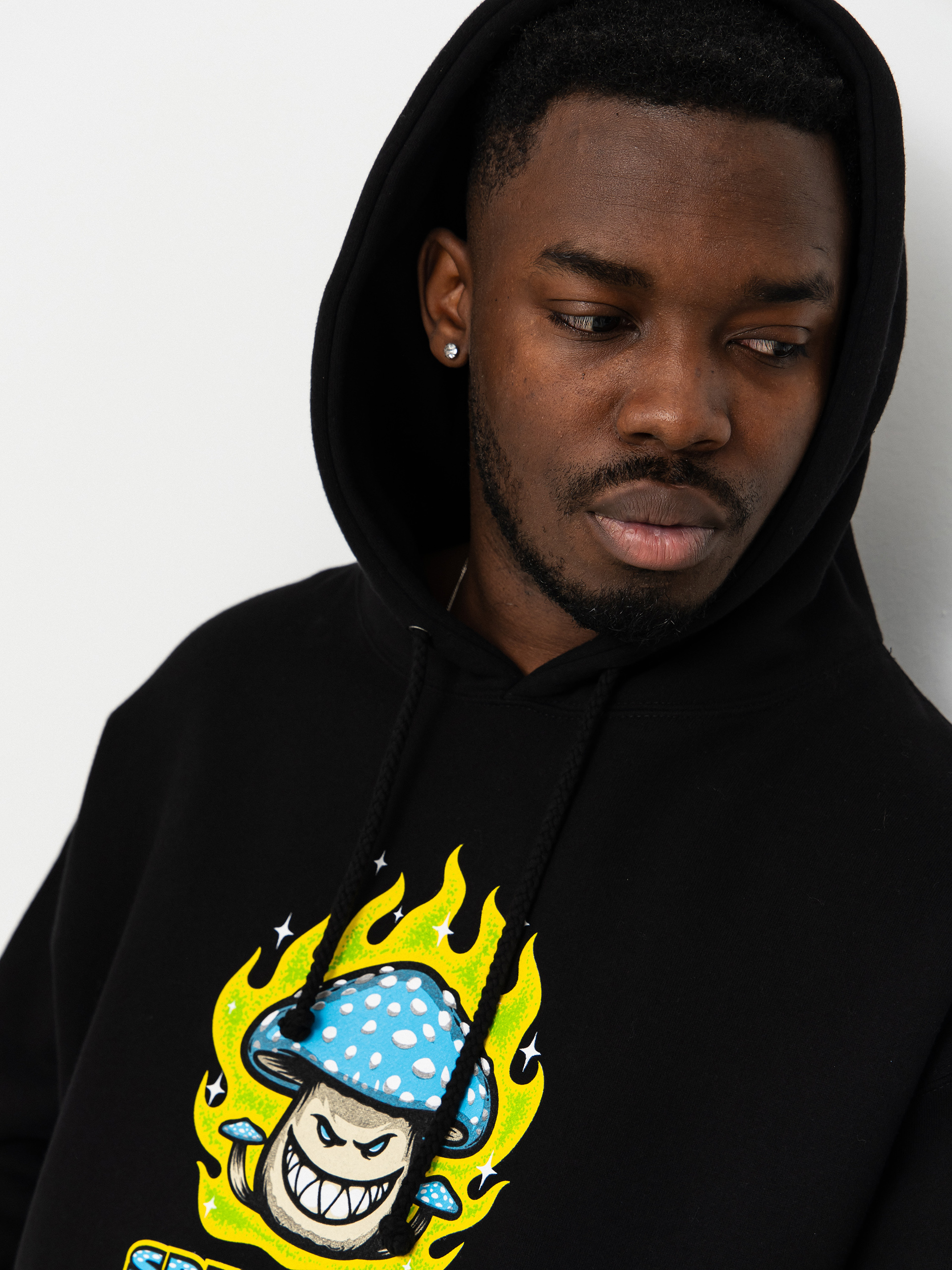 Mikina s kapucí Spitfire Mushroom Bighead HD (black w/multi color print)