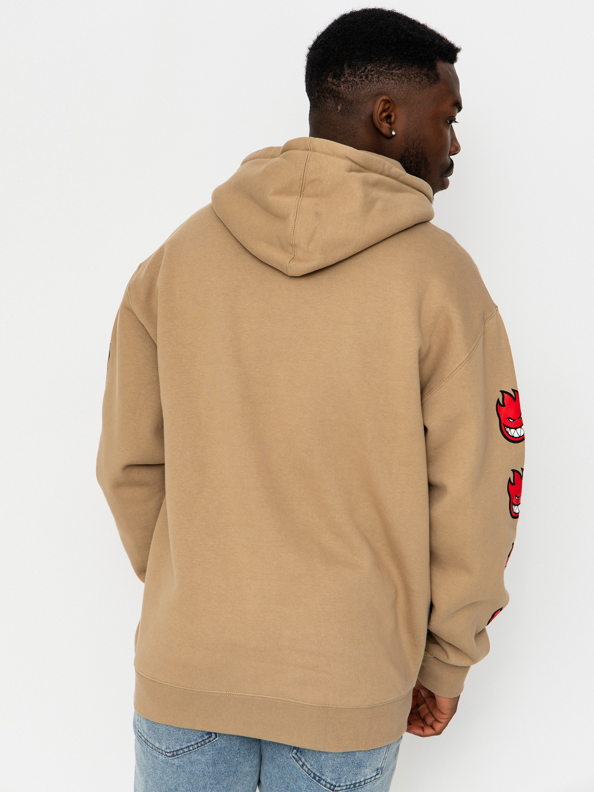 Mikina s kapucí Spitfire Classic 87 Bighead Fill Sleeve HD (sandstone w/red white black prints)