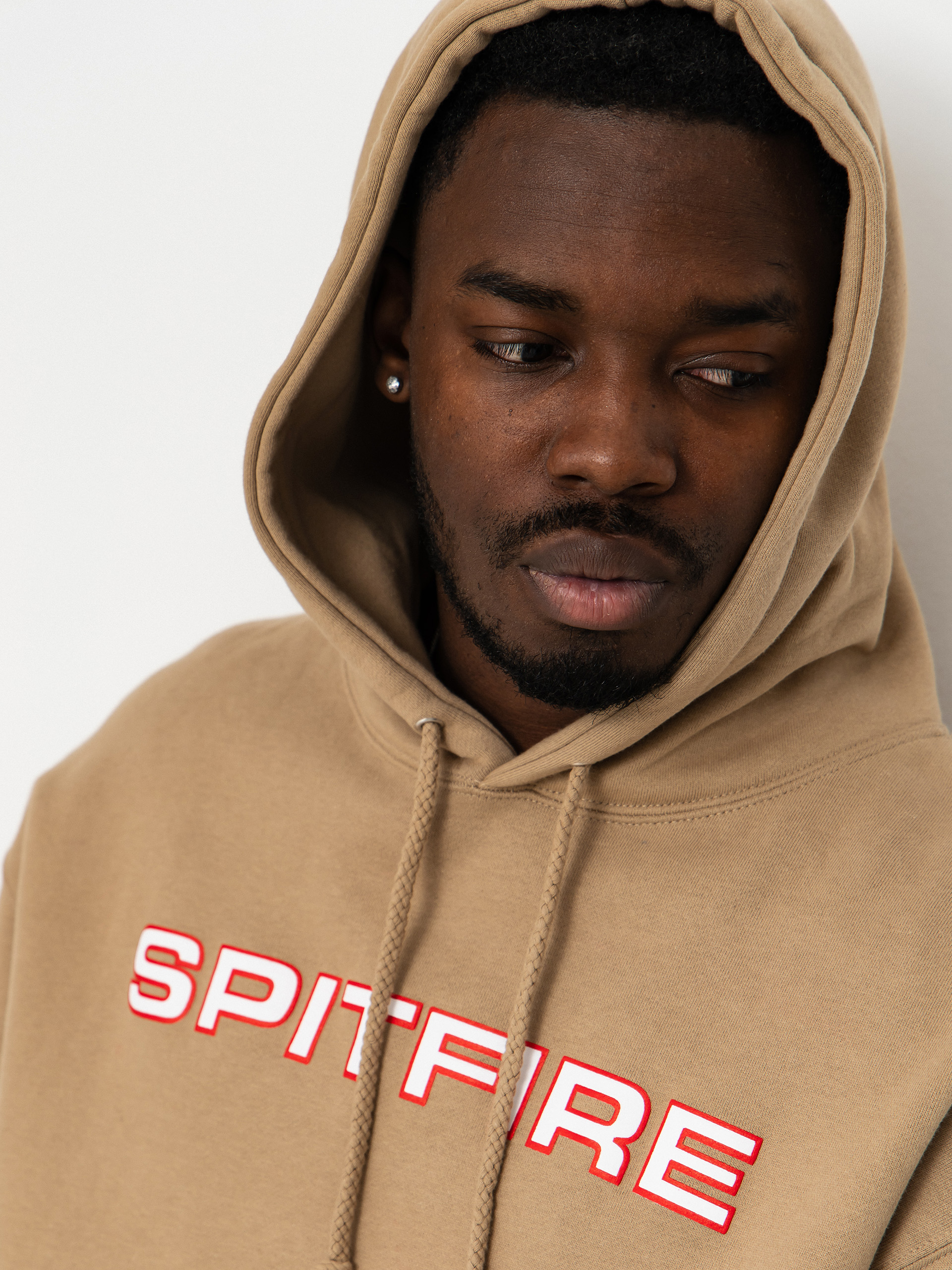 Mikina s kapucí Spitfire Classic 87 Bighead Fill Sleeve HD (sandstone w/red white black prints)