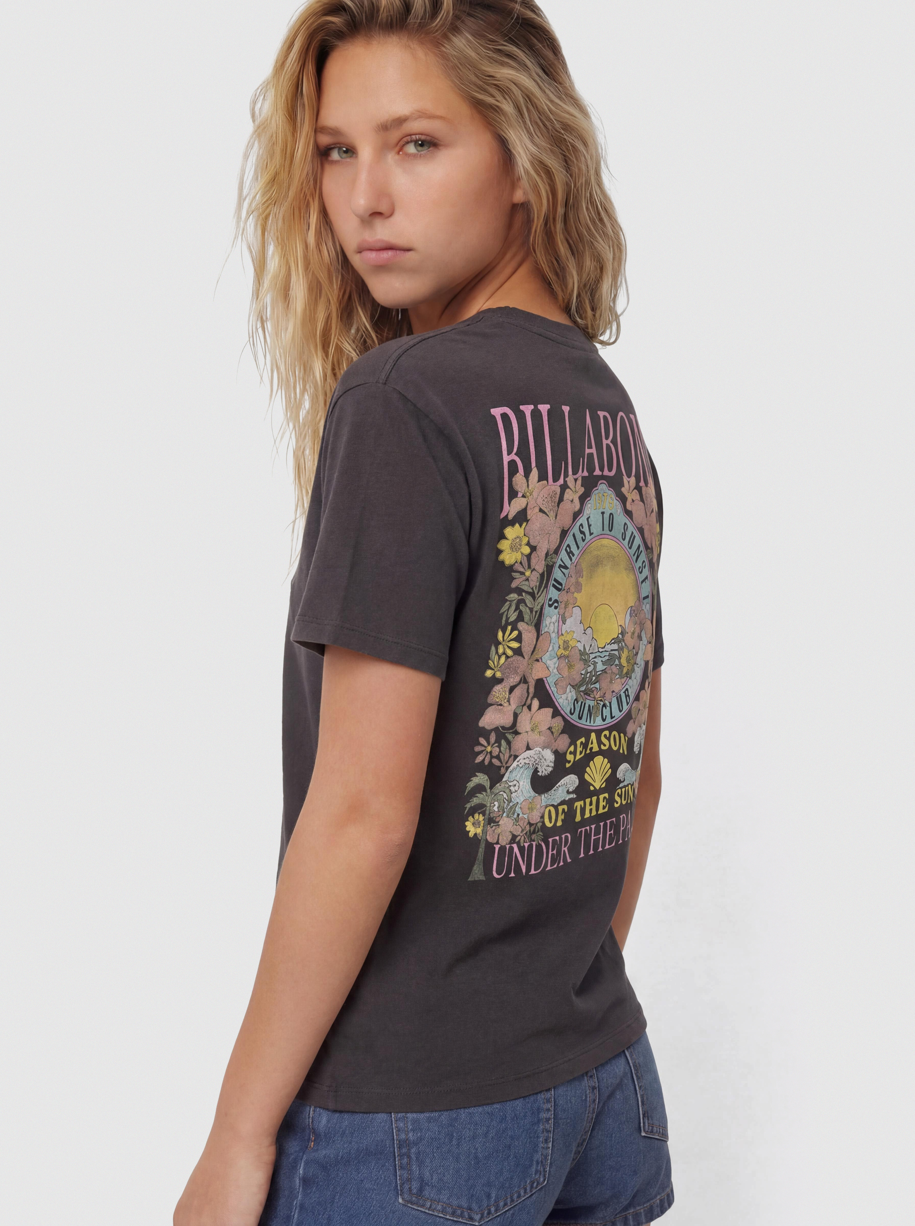 Tričko Billabong Floral Rocker Wmn (off black)