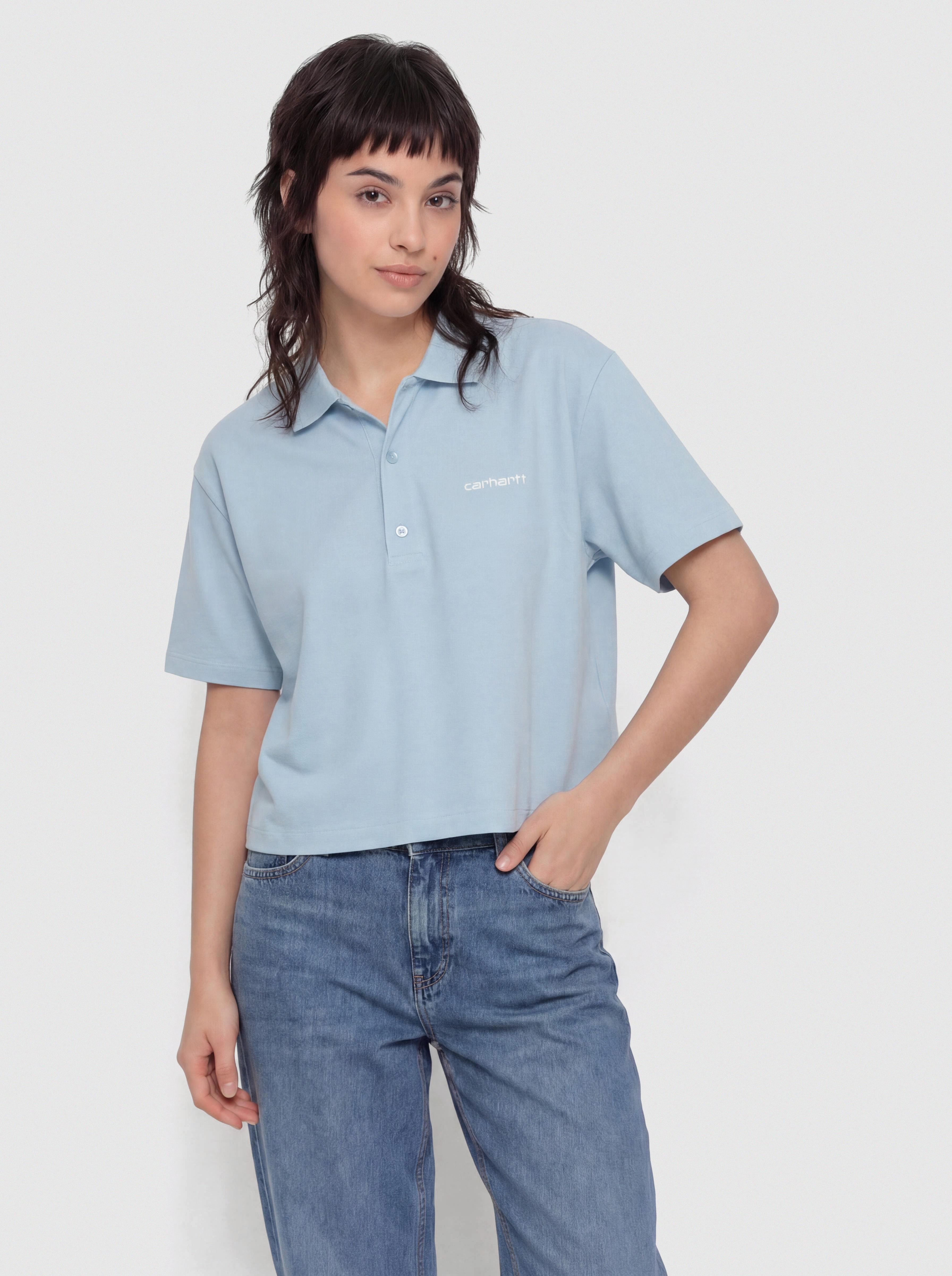 Triu010dko Carhartt WIP Script Polo Wmn (icaria/white)