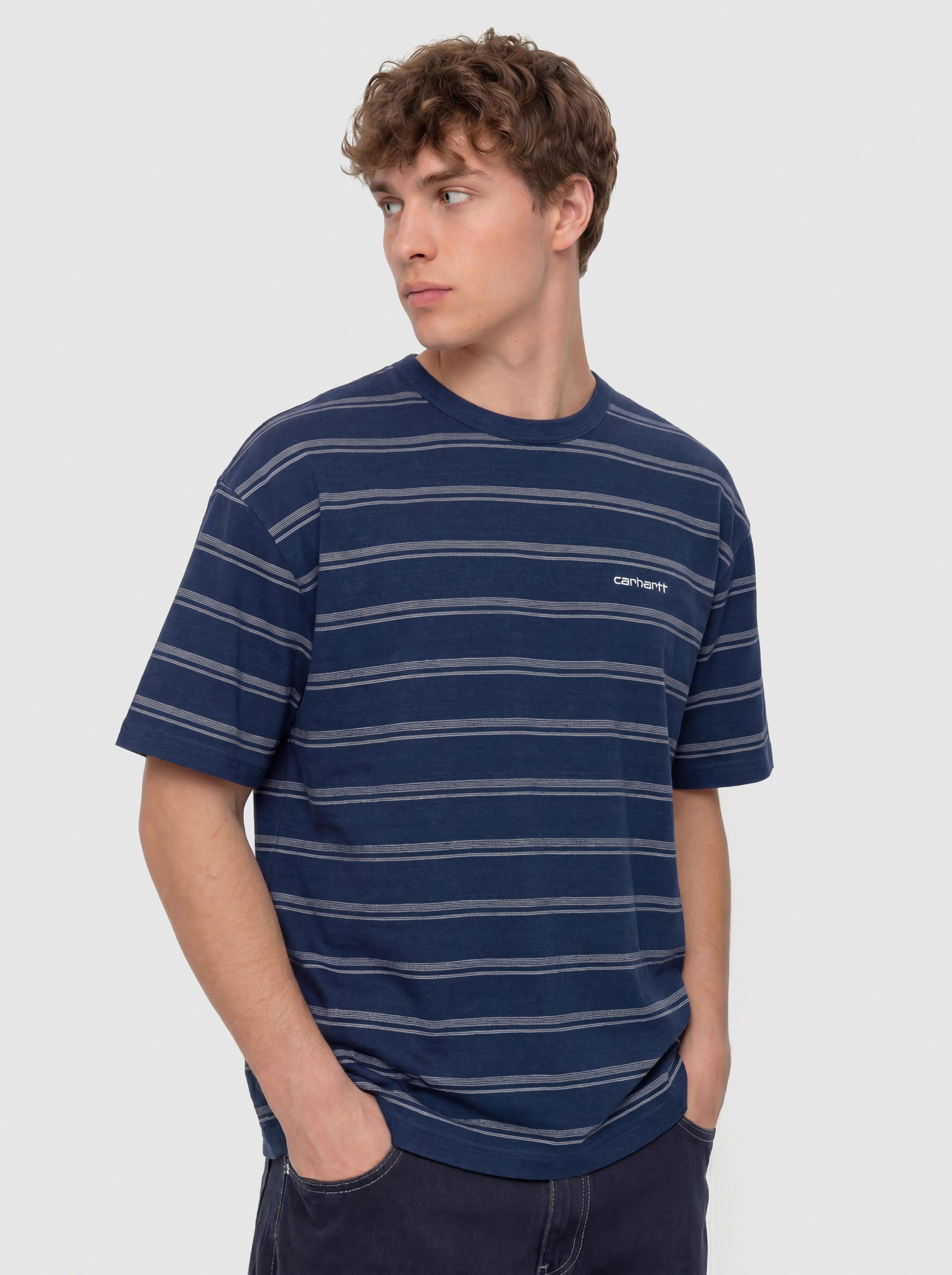 Tričko Carhartt WIP Matti (matti stripe/blue/phlox)