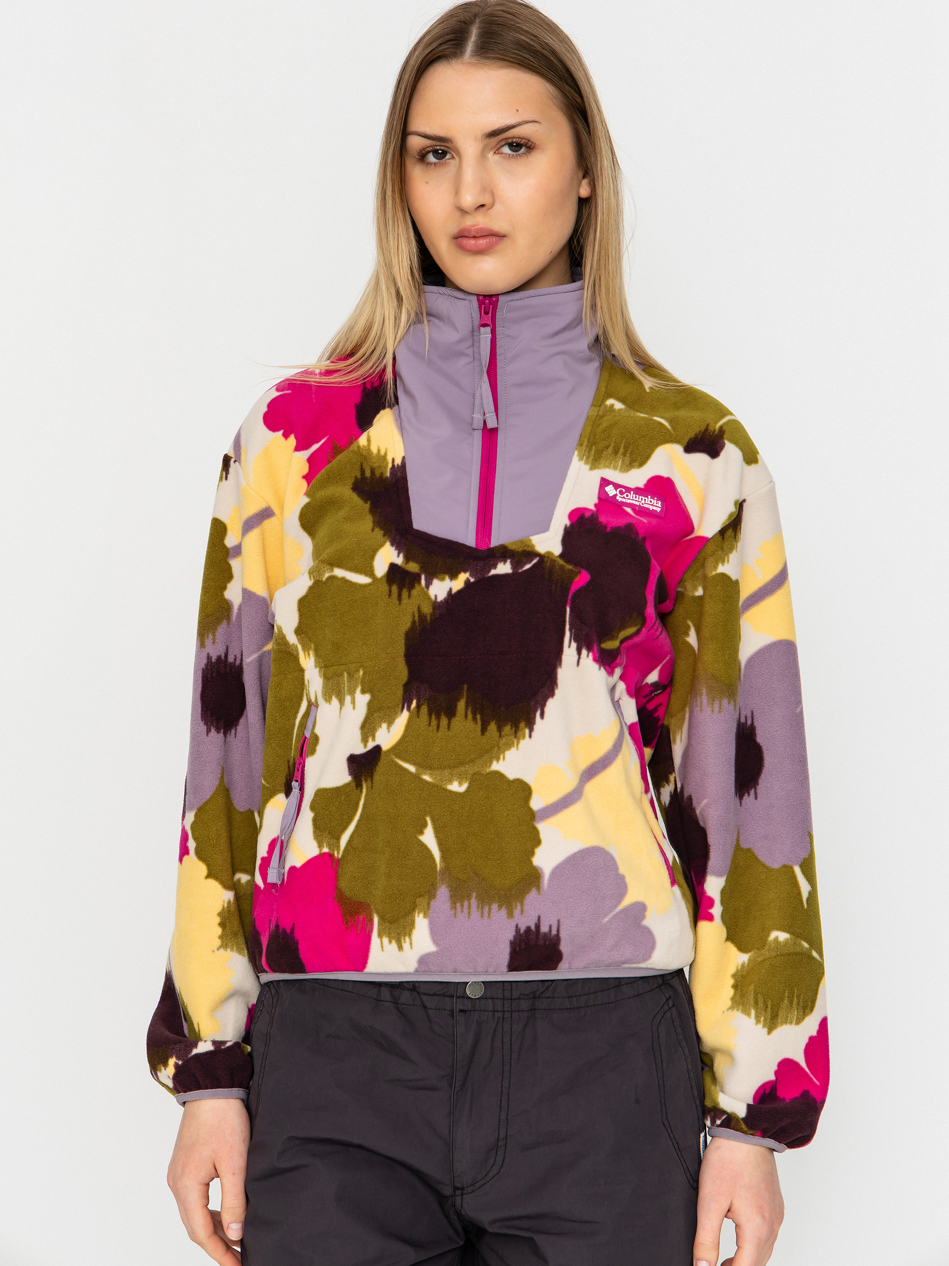 Fleecovu00e1 mikina Columbia Sequoia Grove Printed Half Zip Wmn (fuchsia/ikatbloom)
