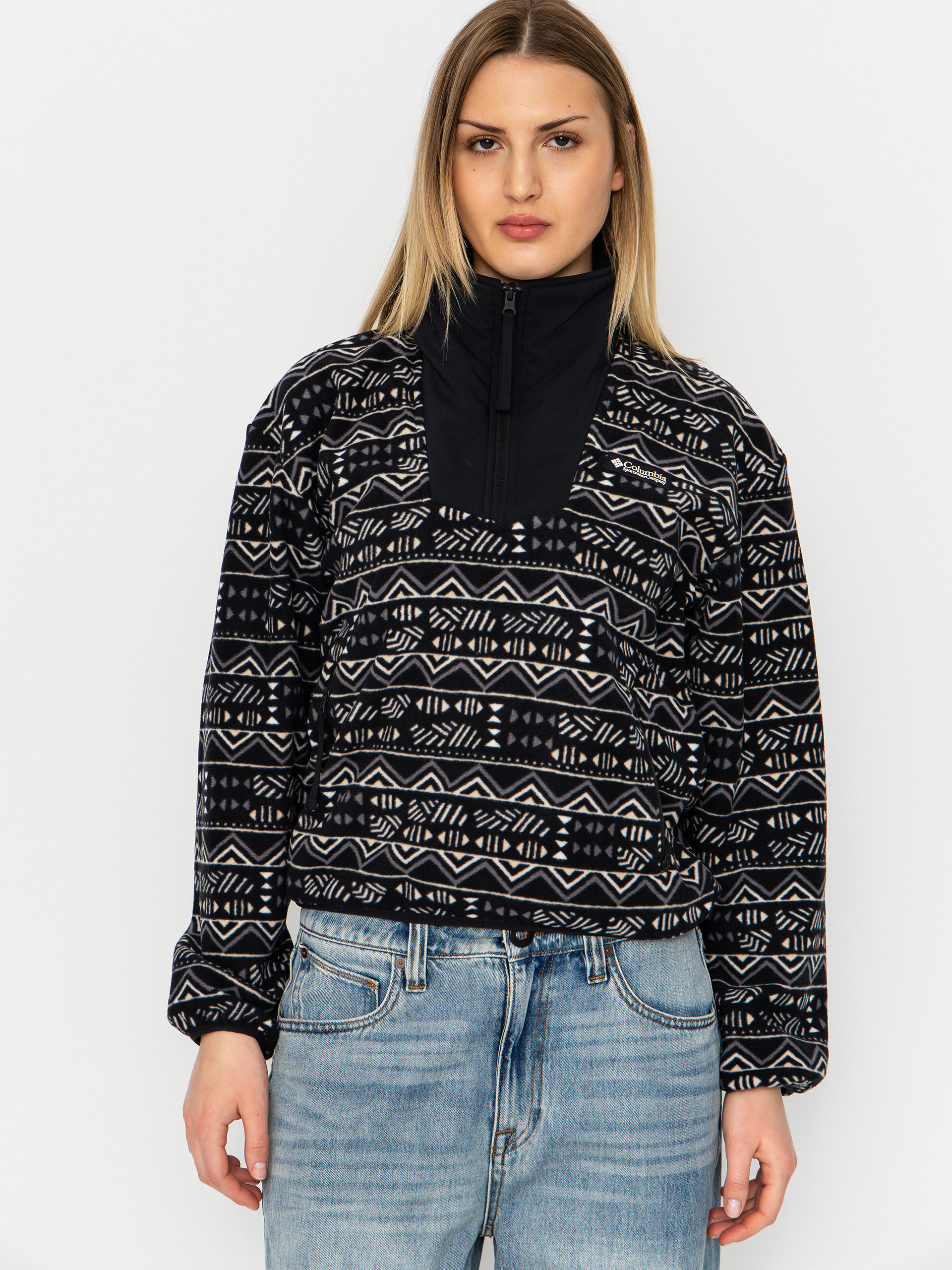 Fleecovu00e1 mikina Columbia Sequoia Grove Printed Half Zip Wmn (black/horizons)