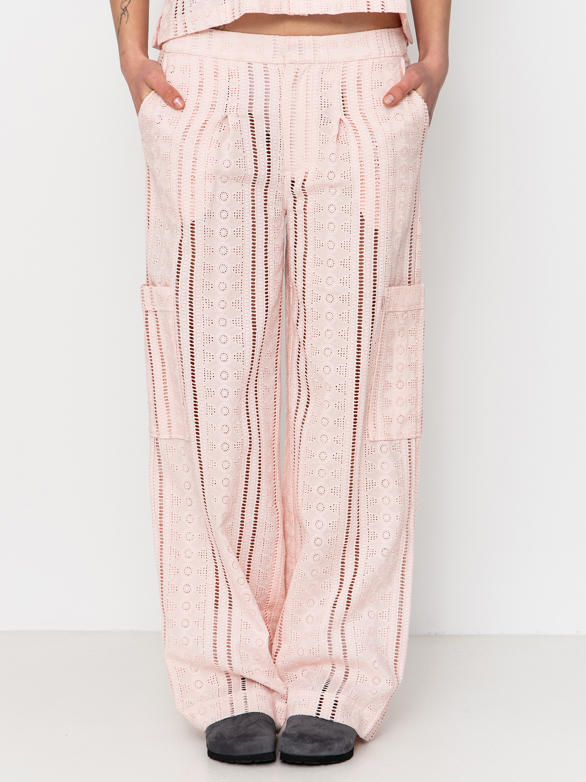 Kalhoty Brixton The Mercer Wide Leg Trouser Wmn (chalk pink)