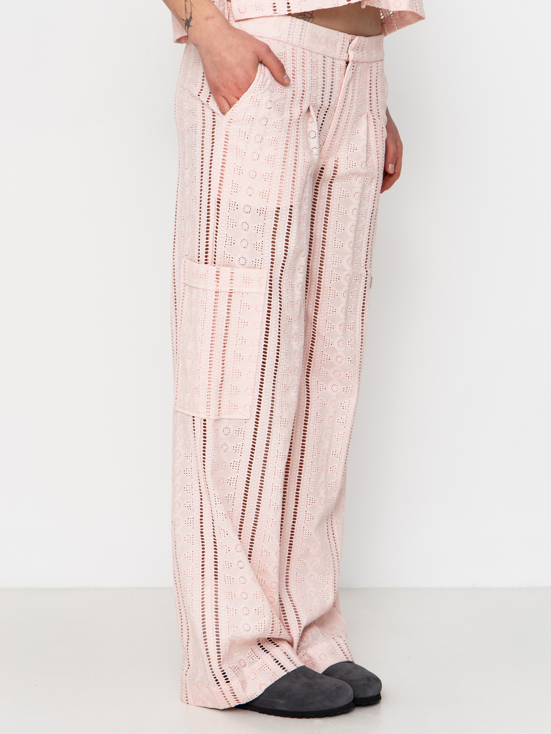 Kalhoty Brixton The Mercer Wide Leg Trouser Wmn (chalk pink)