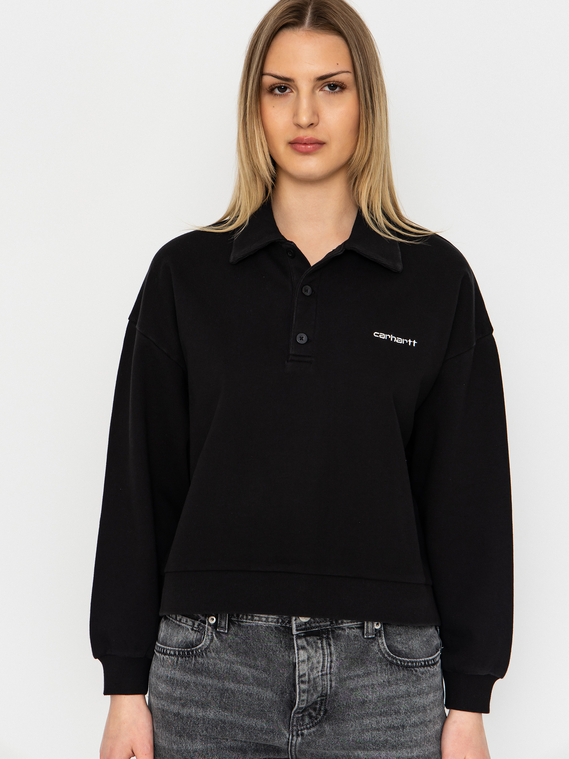 Mikina Carhartt WIP Brenta Polo Wmn (black/white)
