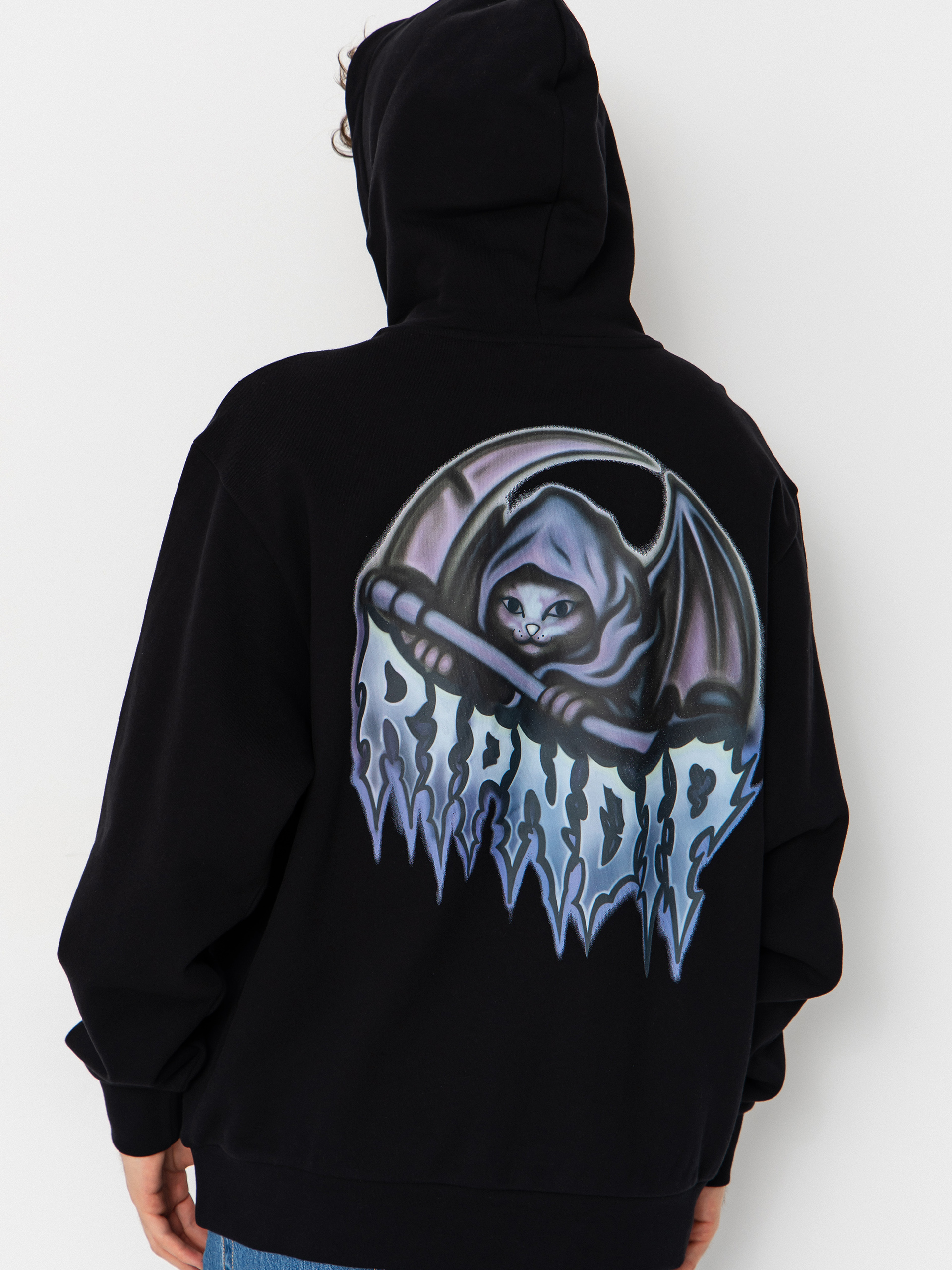 Mikina s kapucí RipNDip Out Of Time HD (black wash)