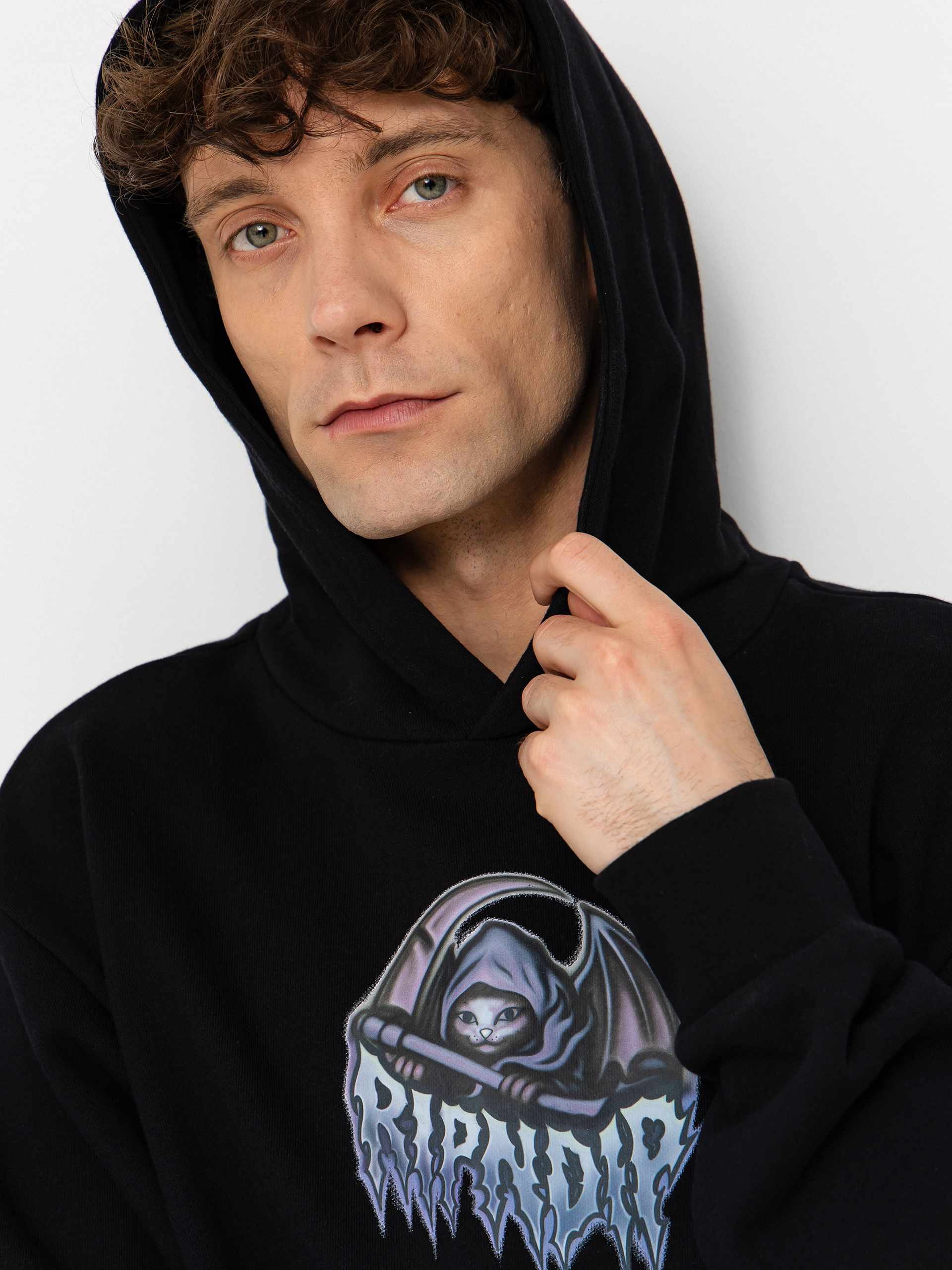 Mikina s kapucí RipNDip Out Of Time HD (black wash)