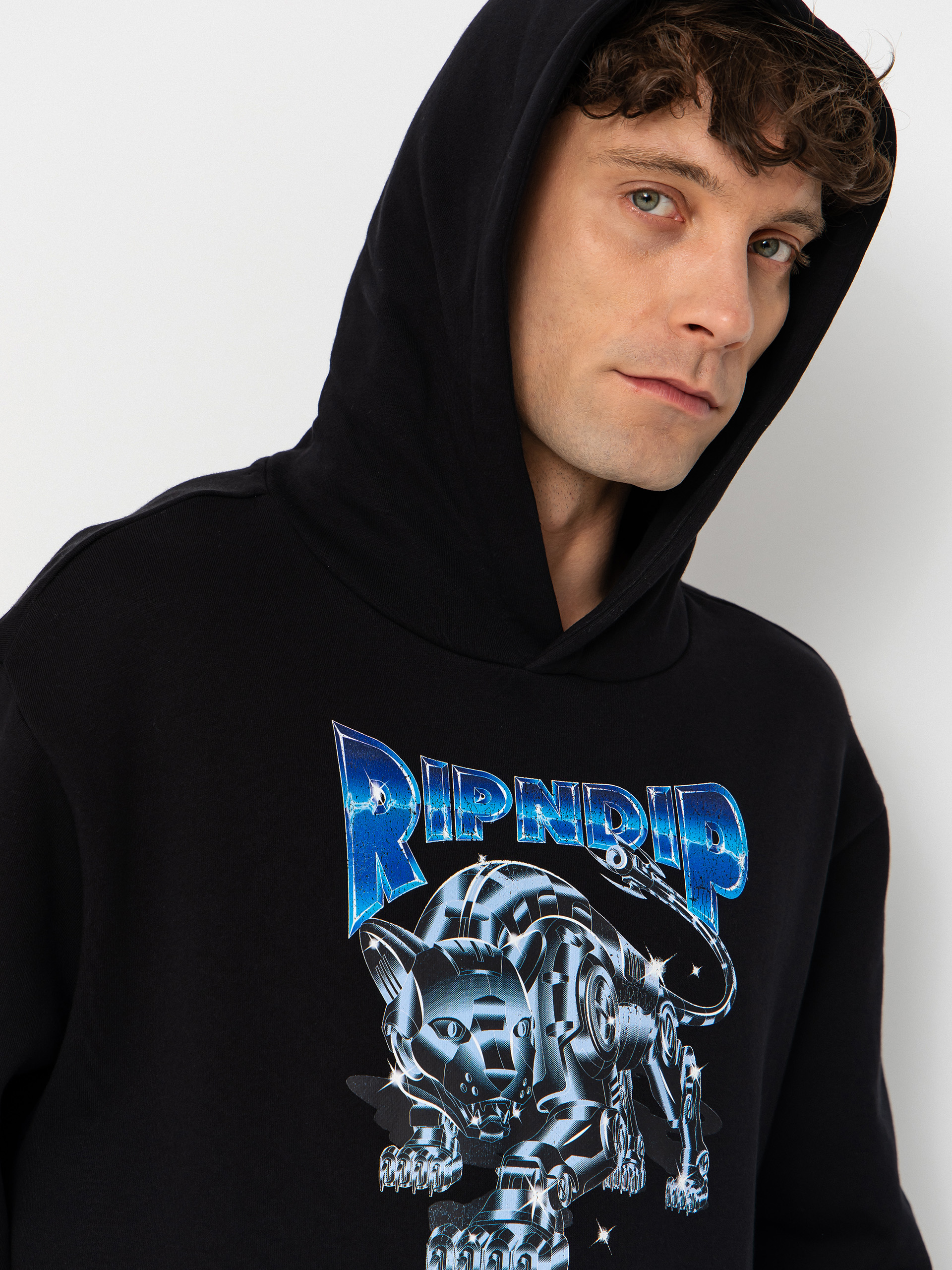 Mikina s kapucí RipNDip Cyborg HD (black wash)