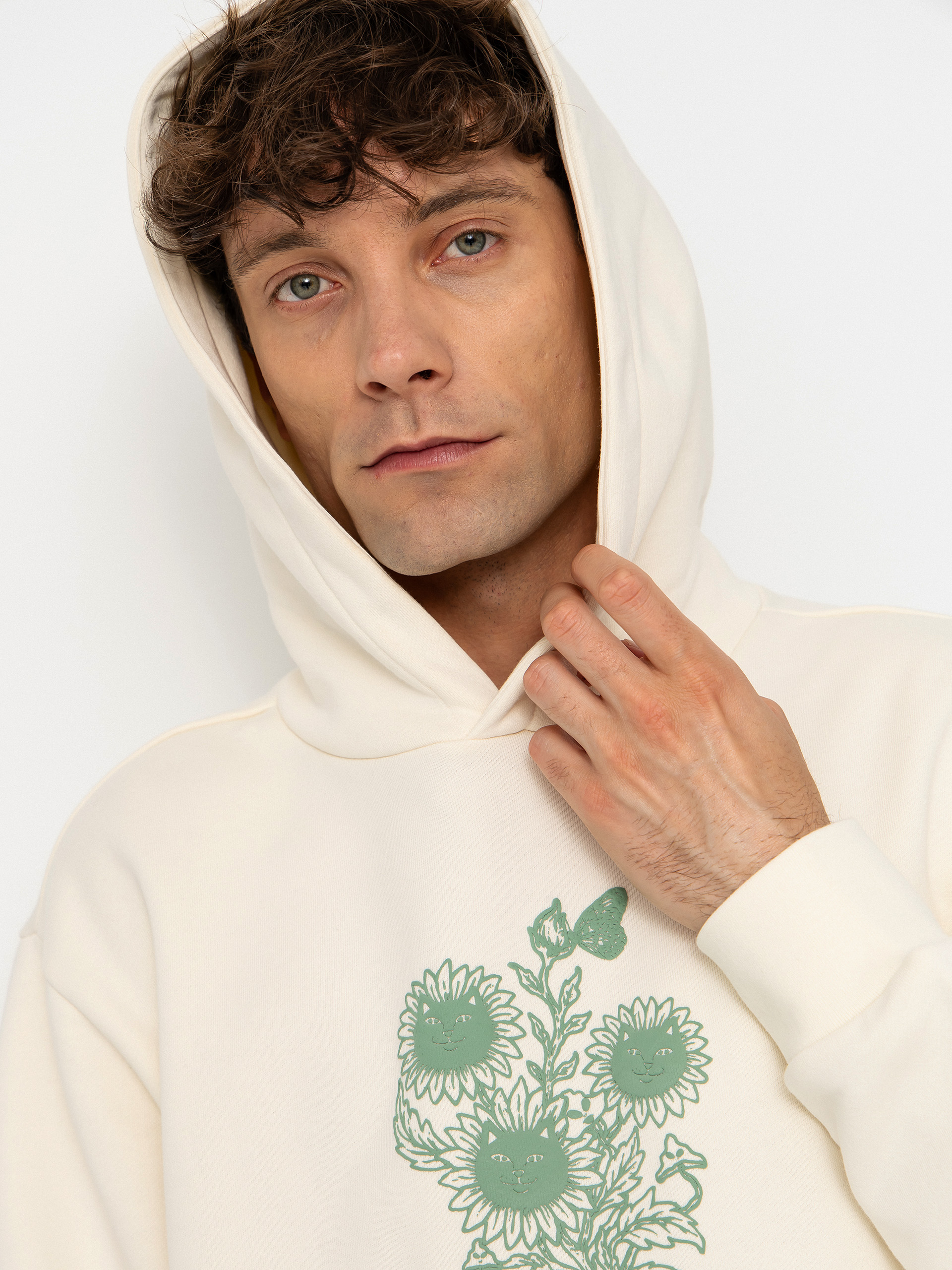Mikina s kapucí RipNDip Where The Flowers Bloom HD (bone)