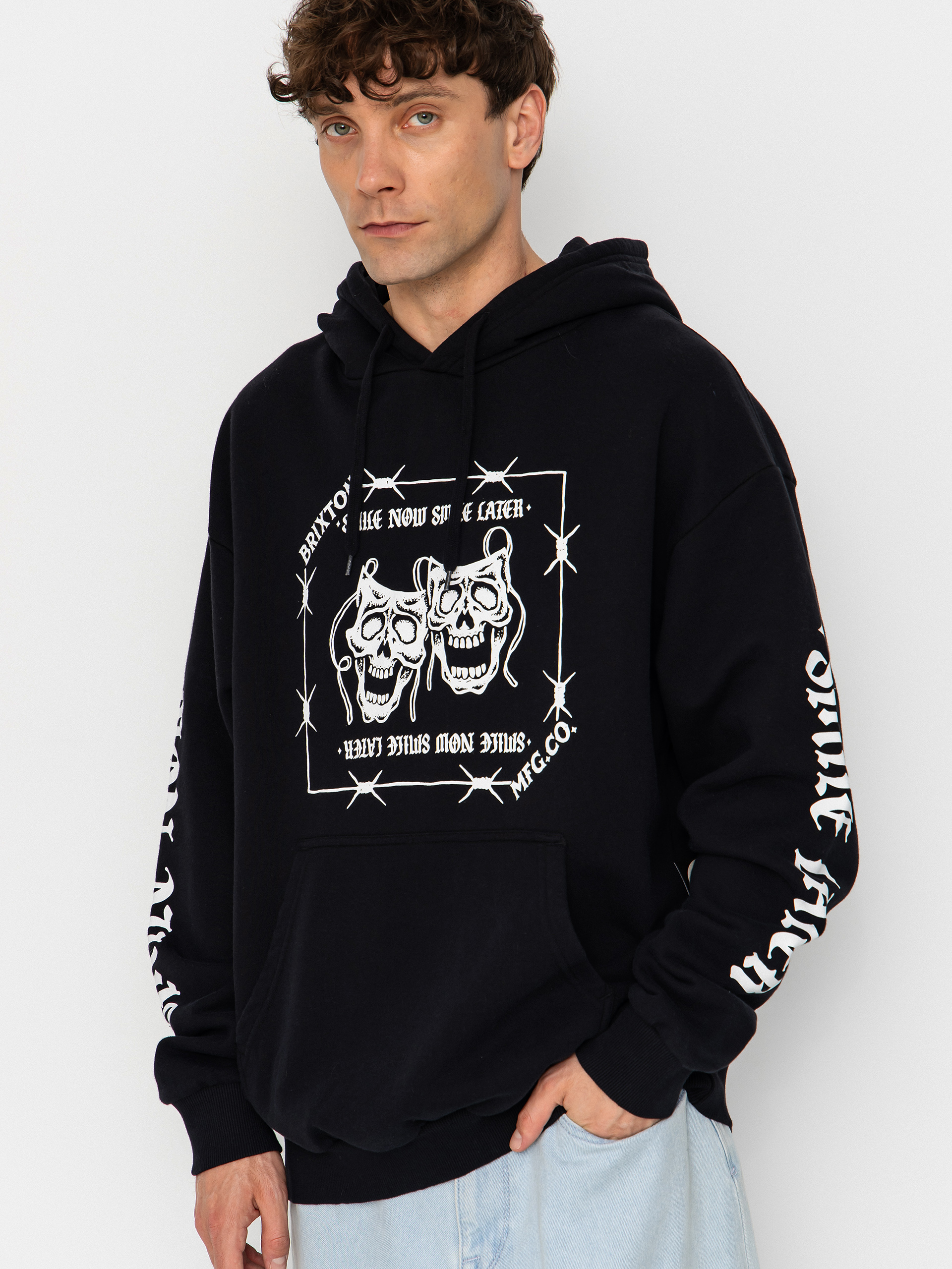 Mikina s kapucí Brixton Smile Always Relaxed HD (black worn wash)