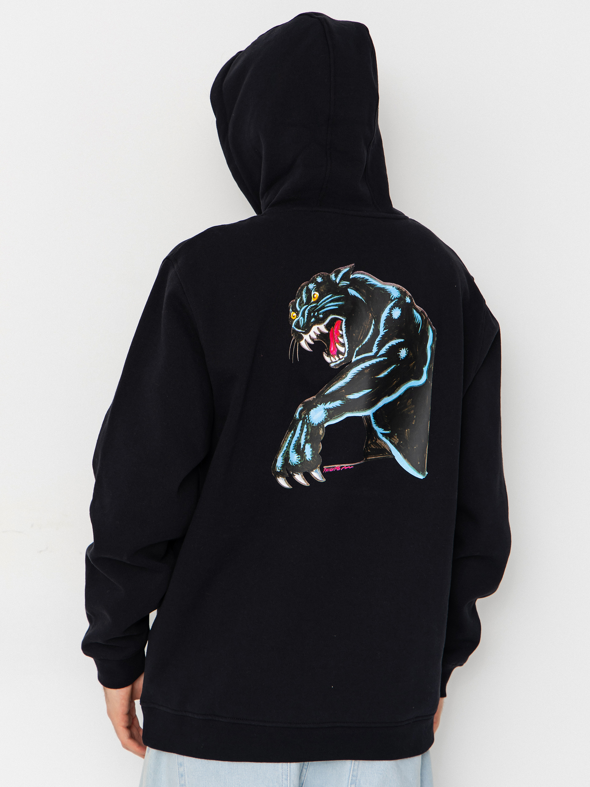 Mikina s kapucí Santa Cruz Natas Sketch Panther HD (black)