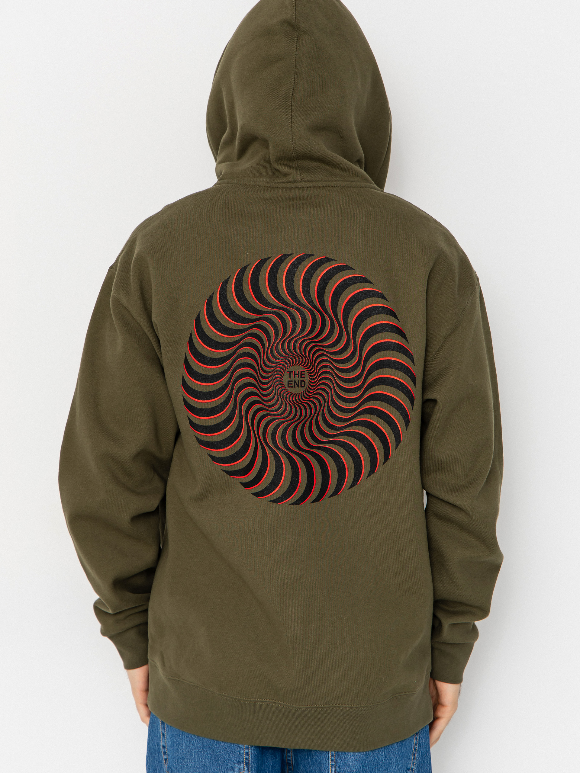 Mikina s kapucí Spitfire Classic Swirl Overlay ZHD (army w/black red prints)