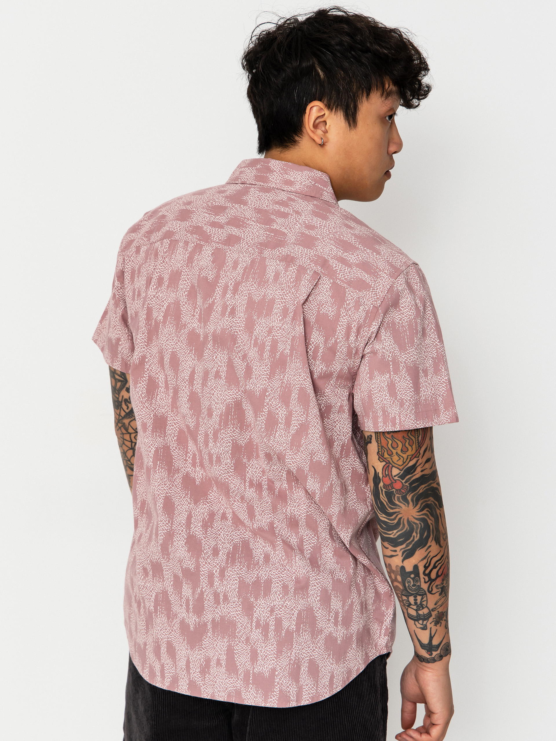 Košile Brixton Charter Print (dark pink/silver crackle paint)