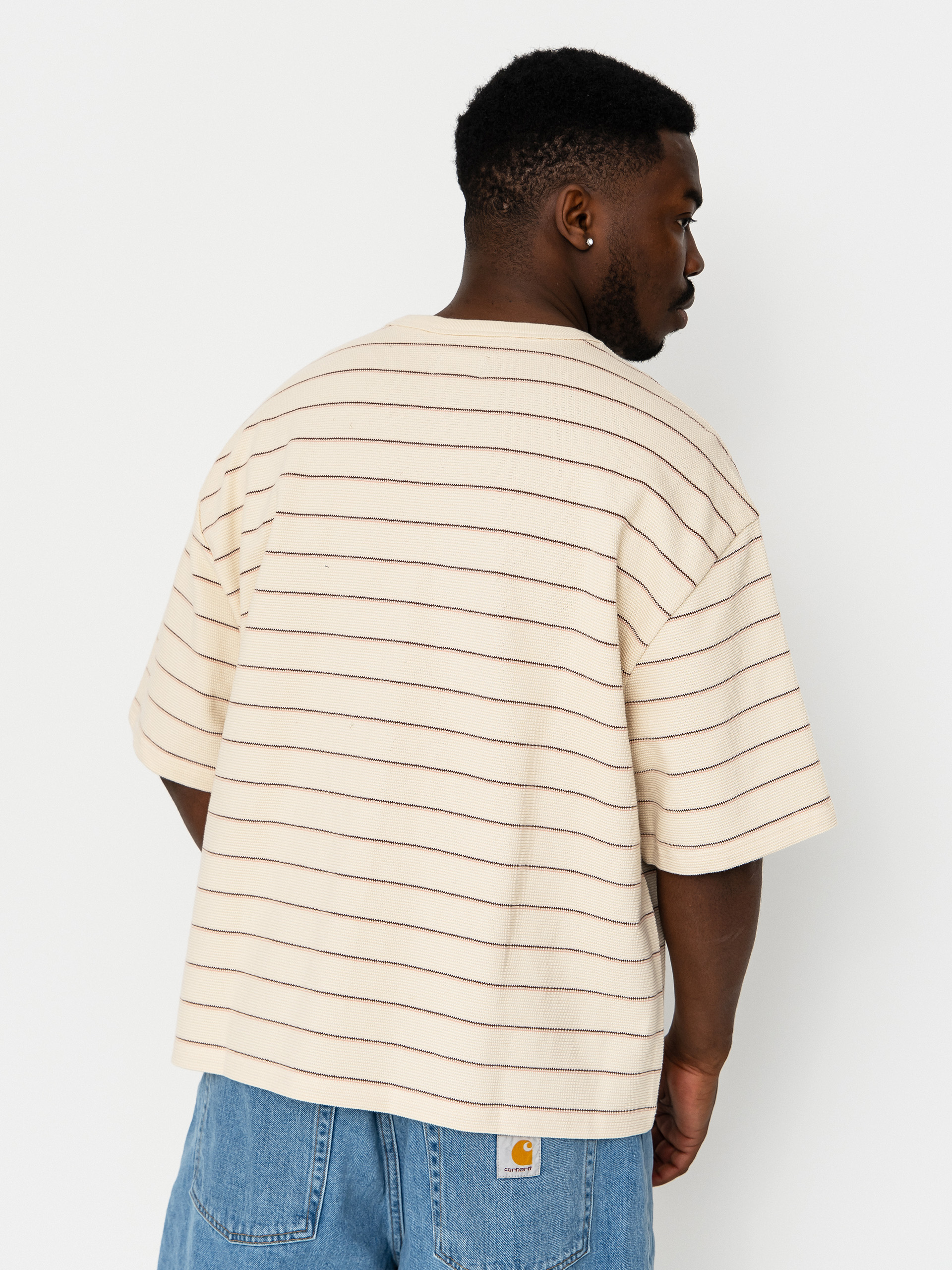 Tričko Brixton Shield Pique Boxy Knit (whitecap/sea foam/pinecone bro)