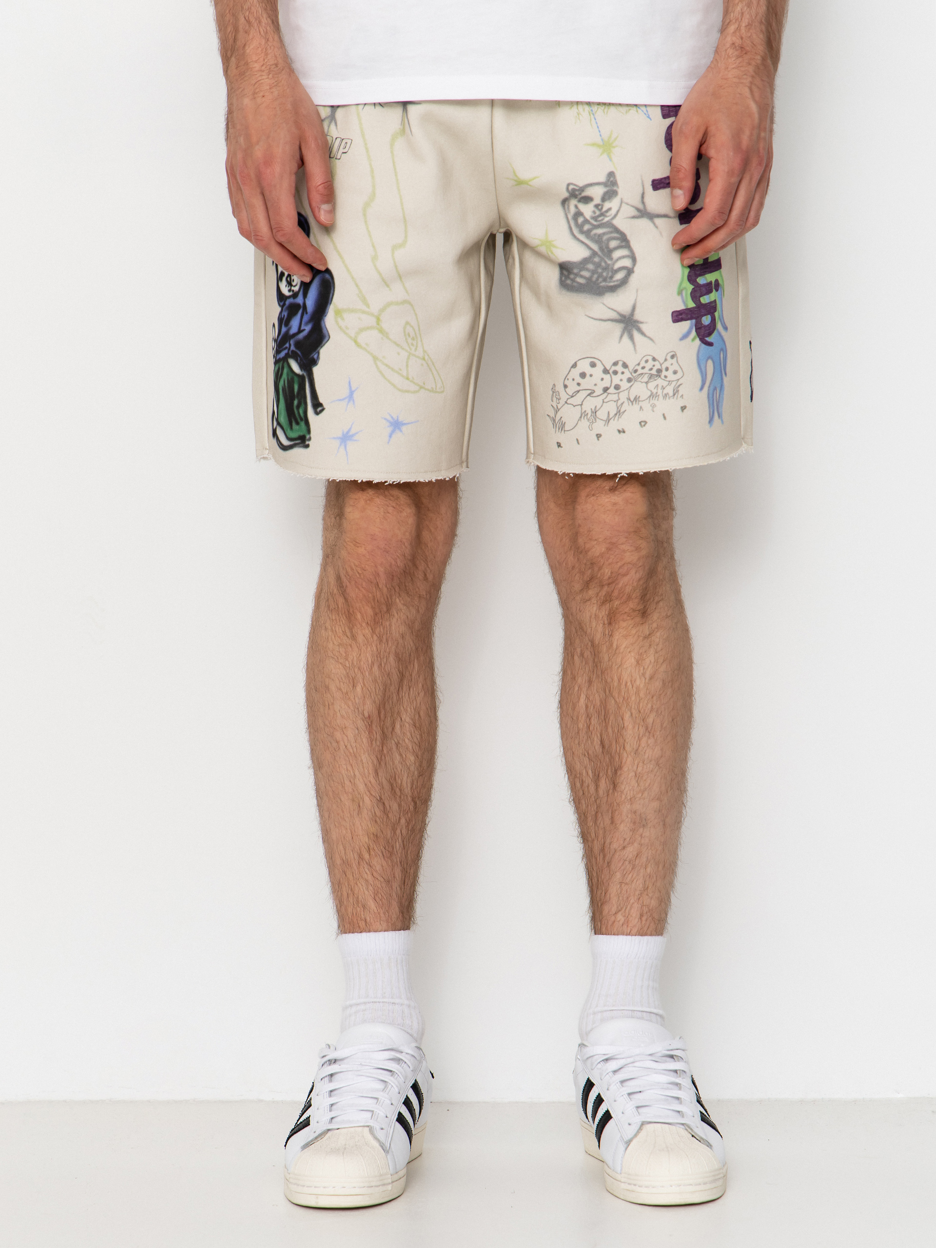 Kraťasy RipNDip Goosebumps Raw Edge (bone)