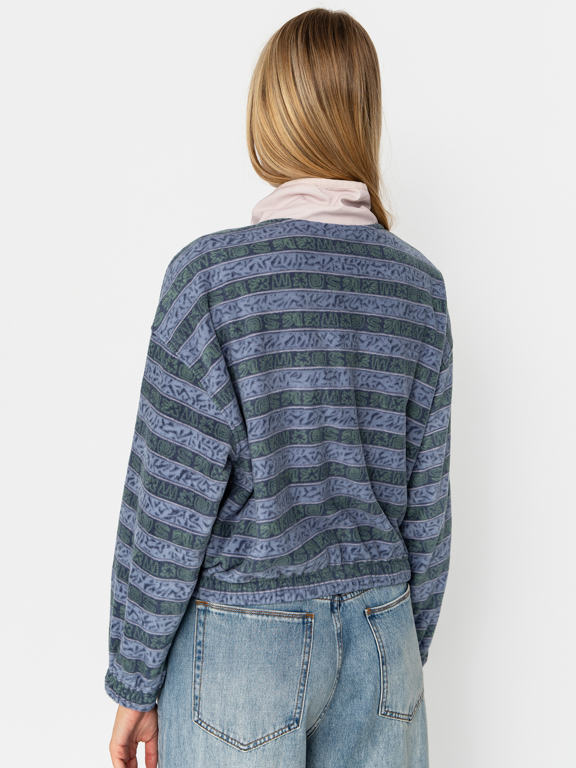 Dámský Fleecová mikina Quiksilver Kedai FZ (ashley blue kedai stripe)