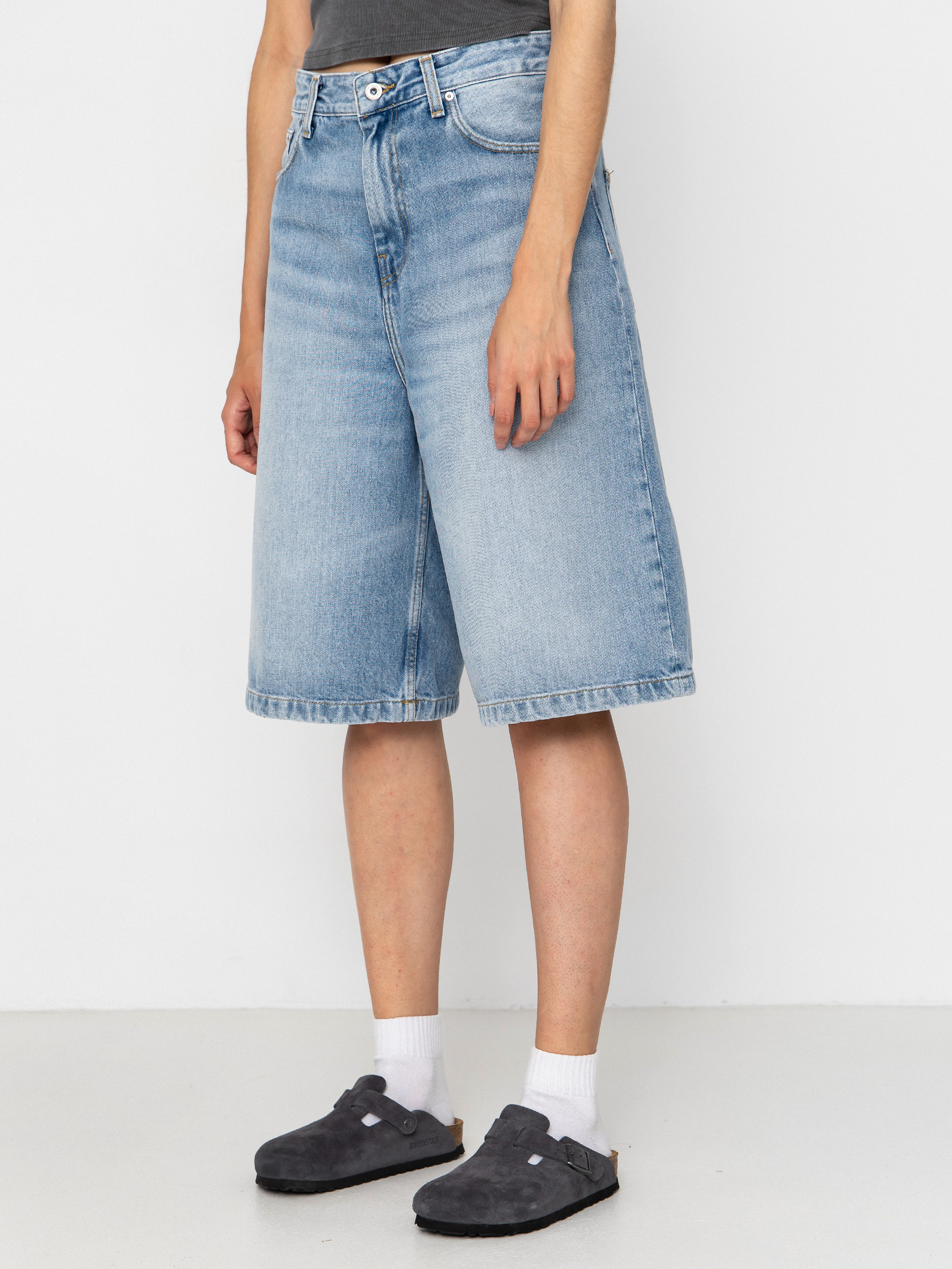 Kraťasy Carhartt WIP Belmont Wmn (blue heavy worn bleached)