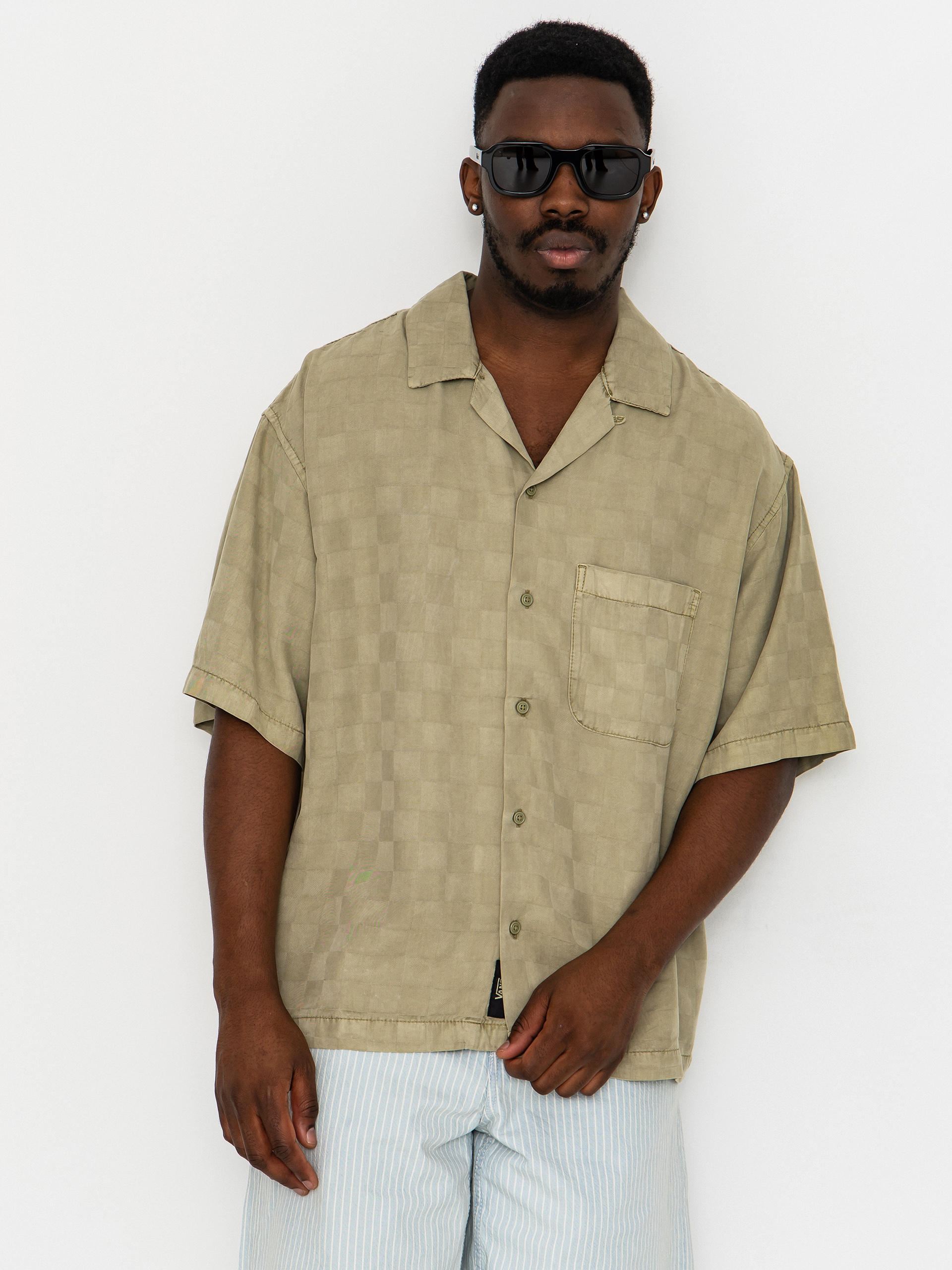 Košile Vans Van Doren Tencel Check Camp (soft sage)