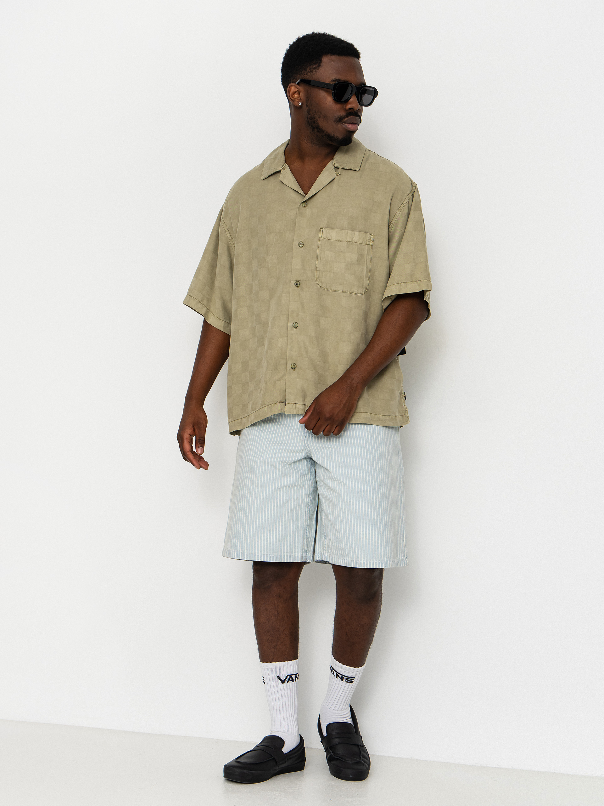 Košile Vans Van Doren Tencel Check Camp (soft sage)