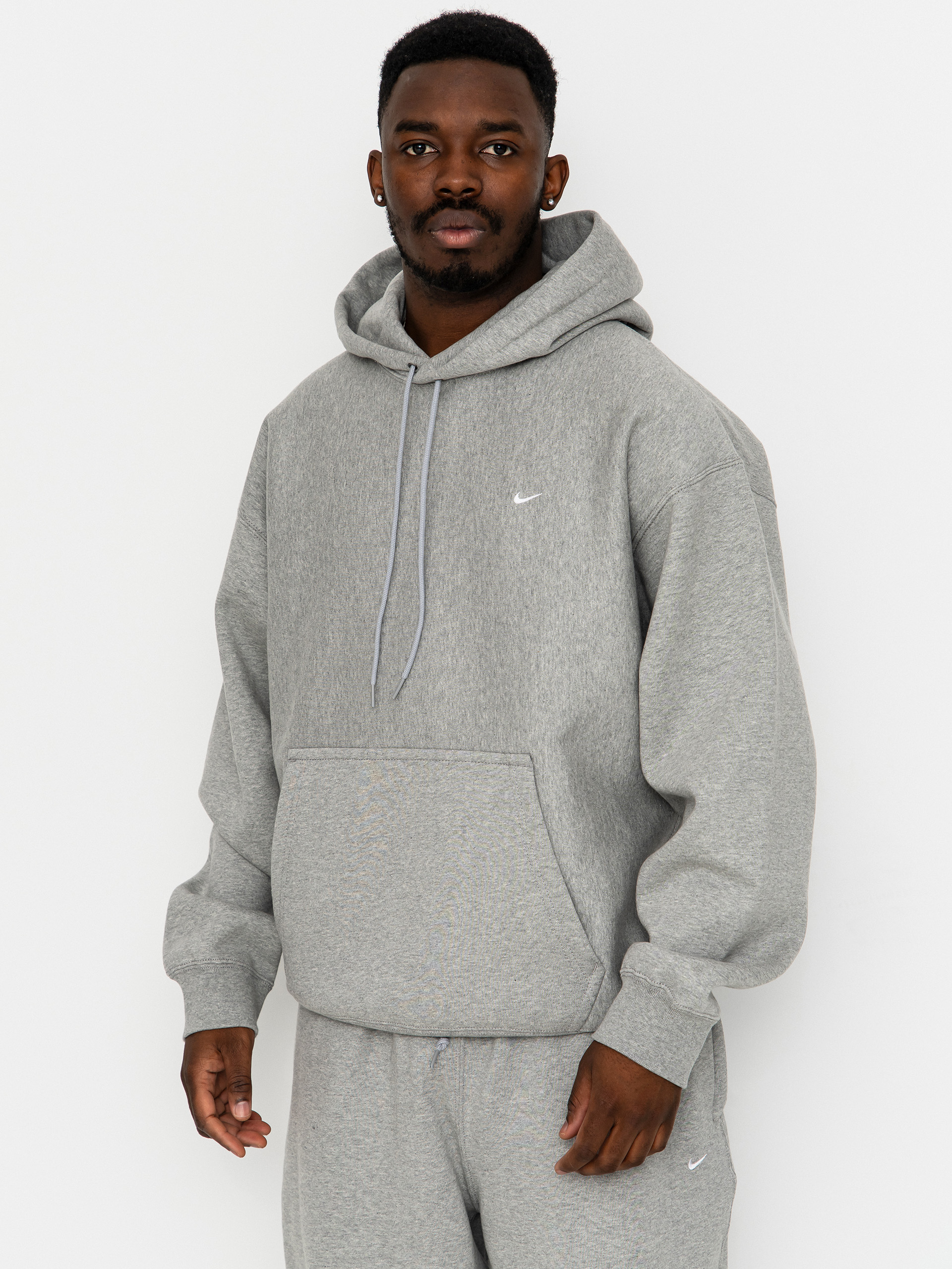 Mikina s kapucí Nike SB Solo Swoosh HD (dk grey heather/lt smoke grey/white)