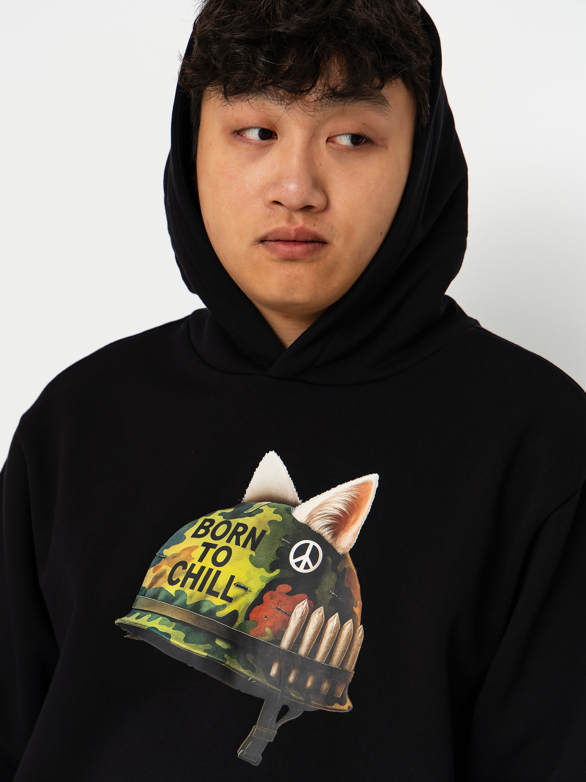 Mikina s kapucí RipNDip Born To Chill HD (black wash)